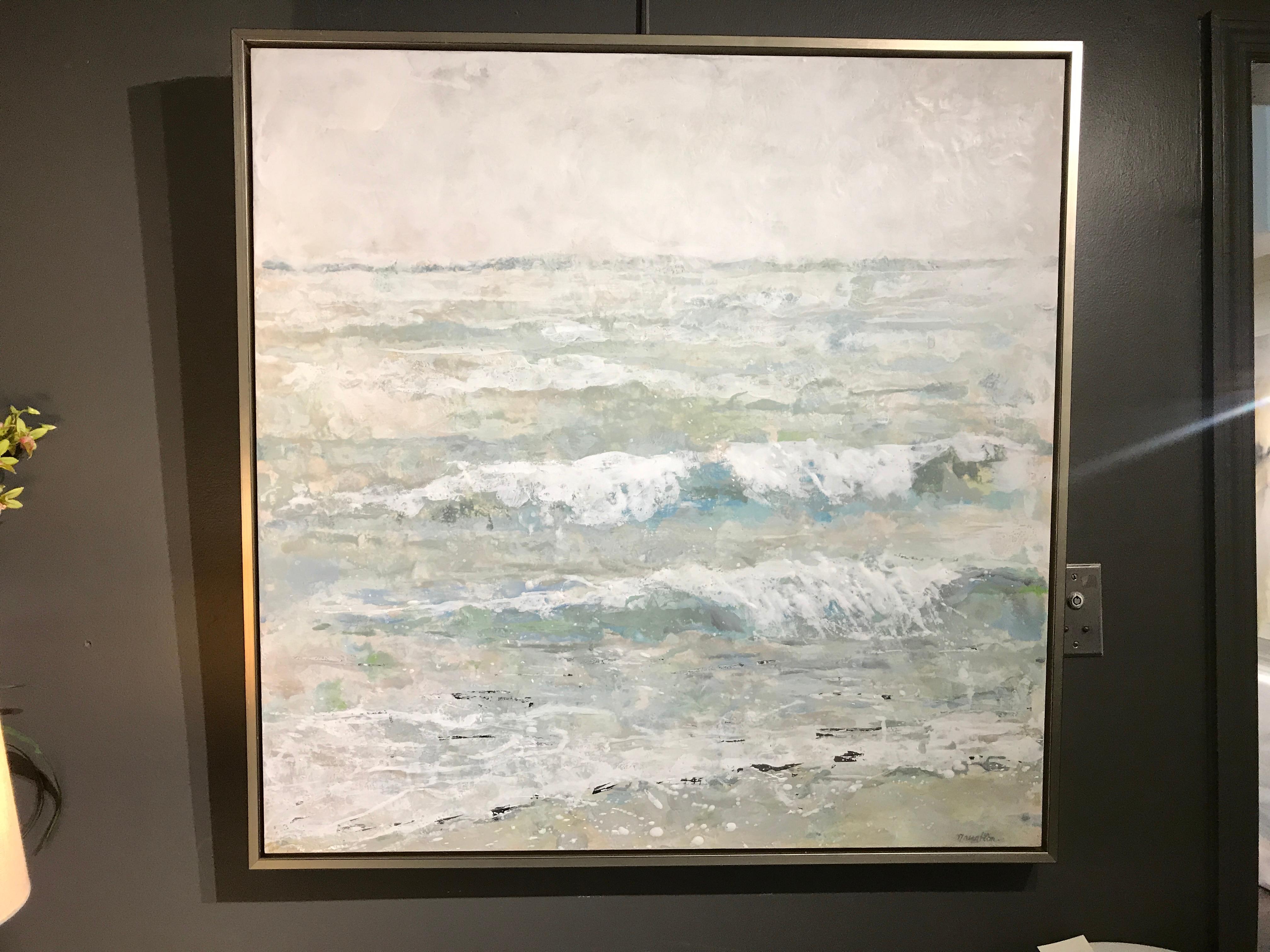 Tide Line by Maureen Naughton, Framed Encaustic on Board Seascape Painting 2