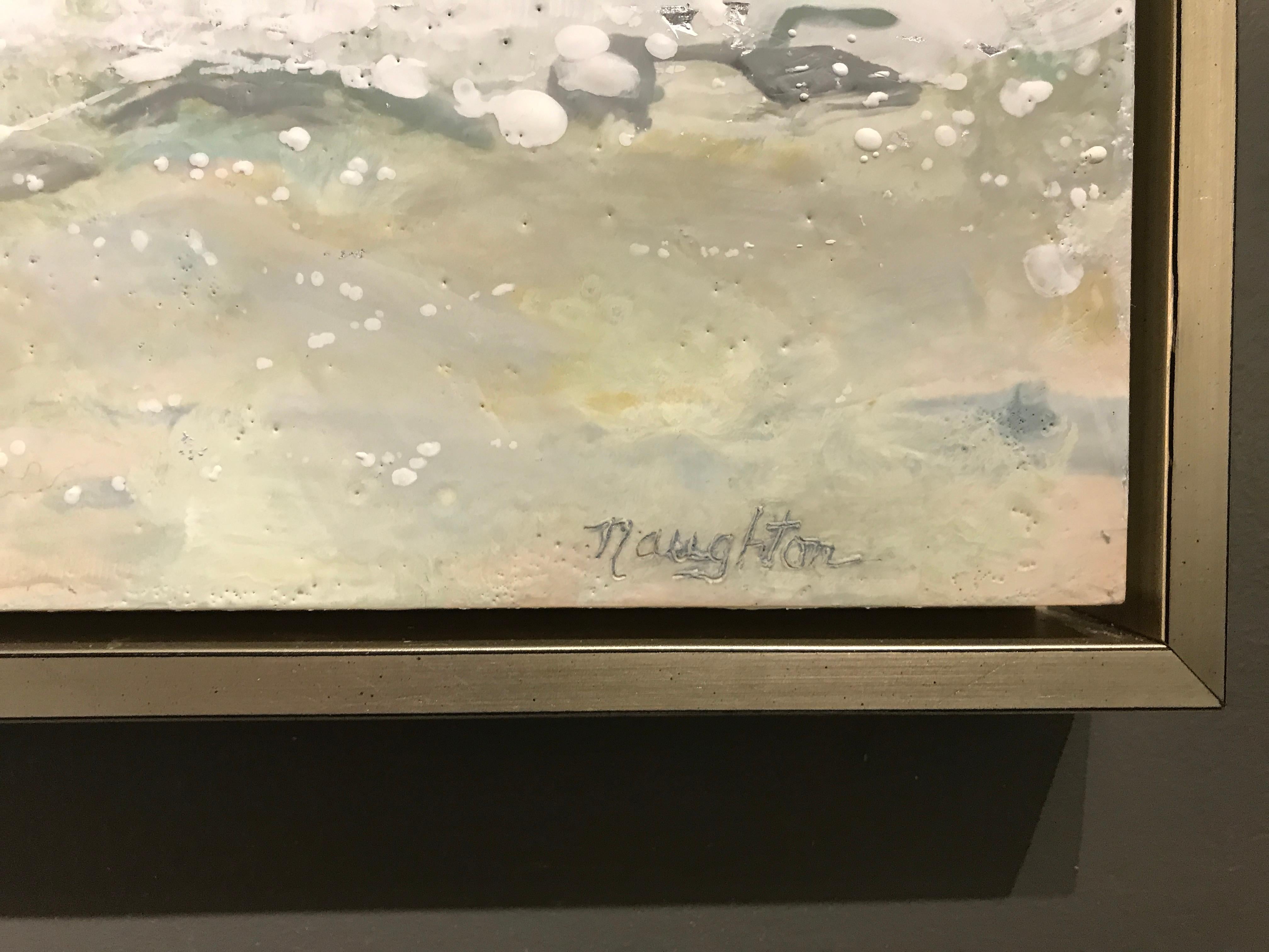 Tide Line by Maureen Naughton, Framed Encaustic on Board Seascape Painting 3