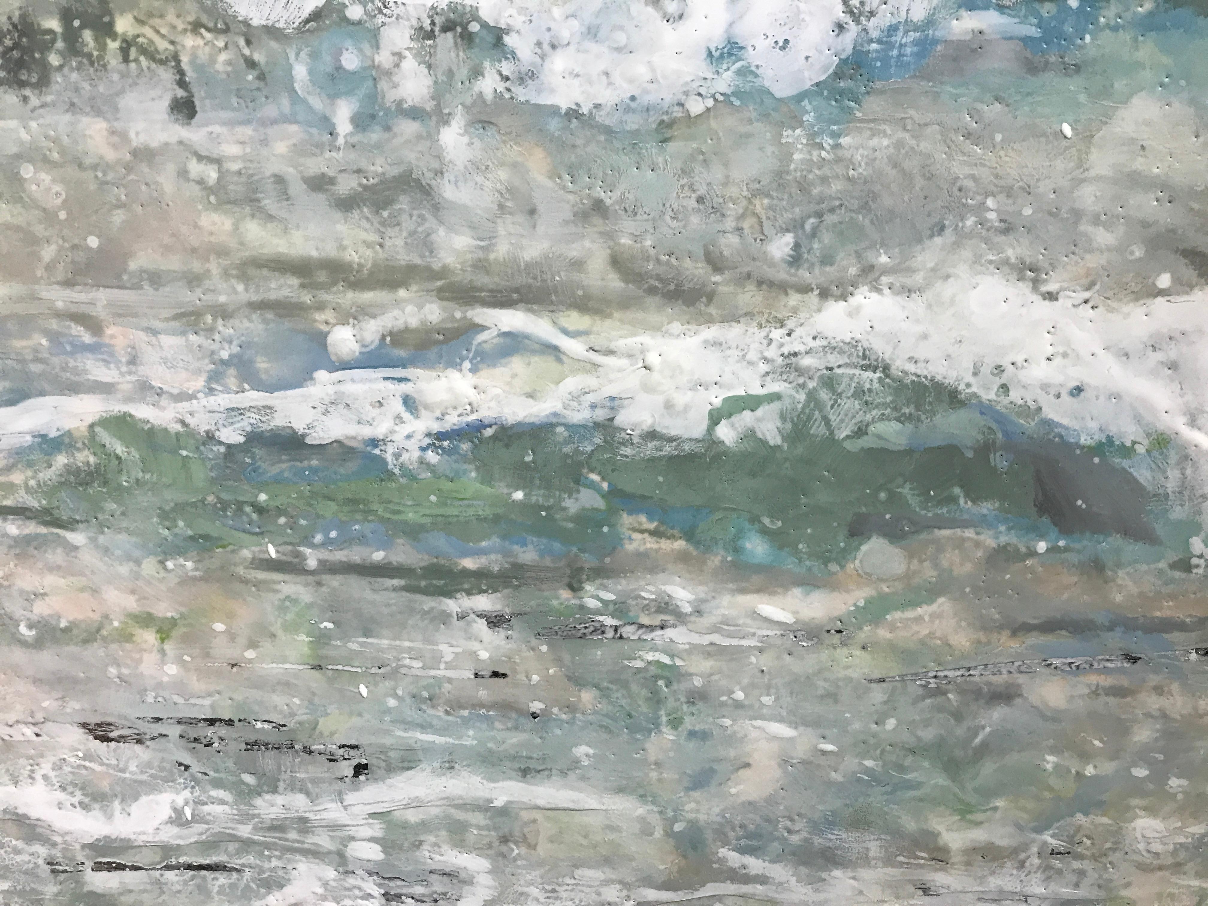 Tide Line by Maureen Naughton, Framed Encaustic on Board Seascape Painting 4