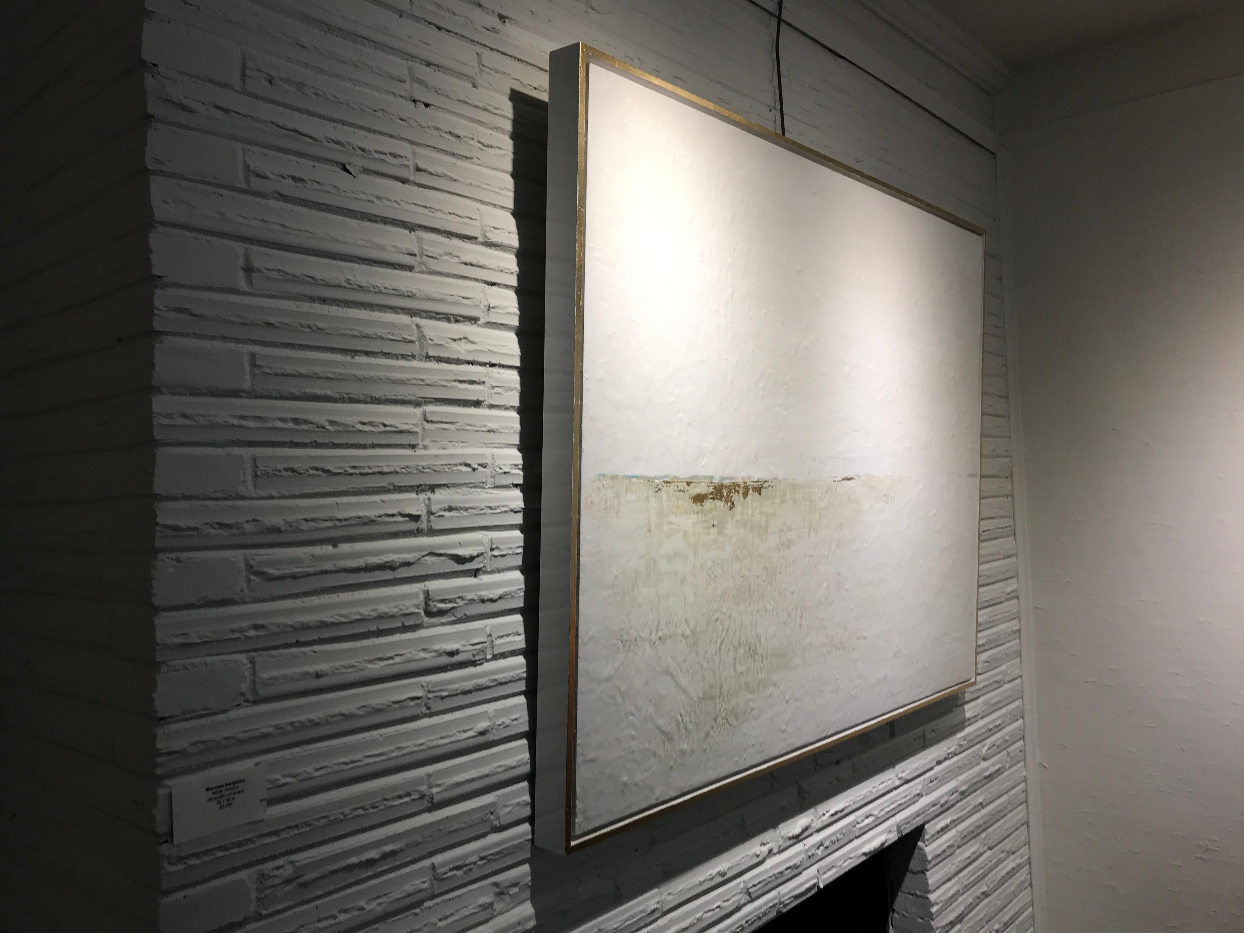 White Horizon, Maureen Naughton Framed Abstract Encaustic and Gold Leaf on Board 7