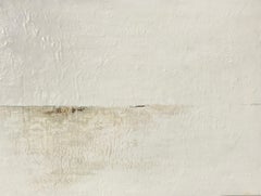 White Horizon, Maureen Naughton Framed Abstract Encaustic and Gold Leaf on Board