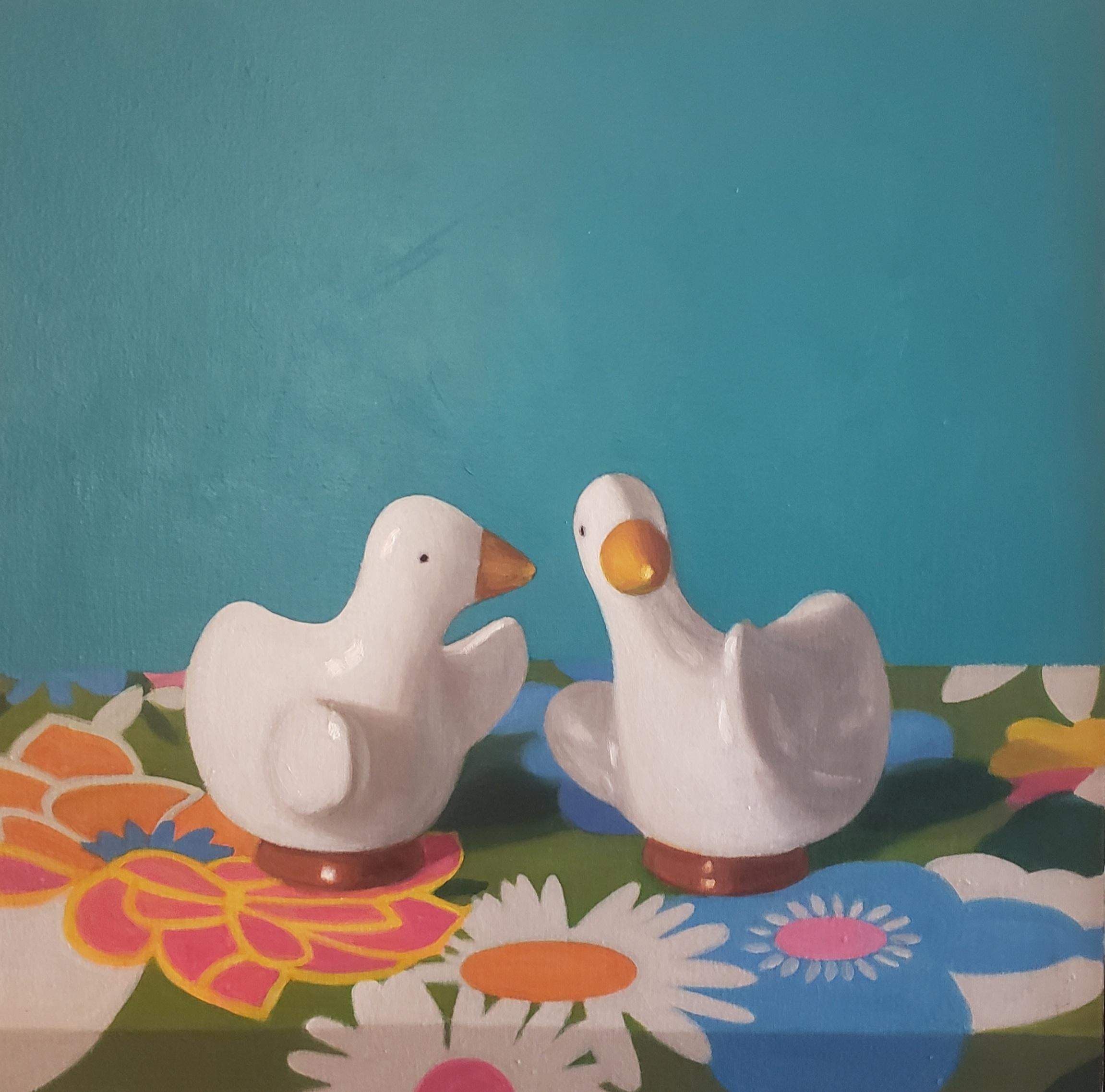  Marimekko Ducks,Oil Canvas, American Art, Realism, Tchotskes Quirky Objects
