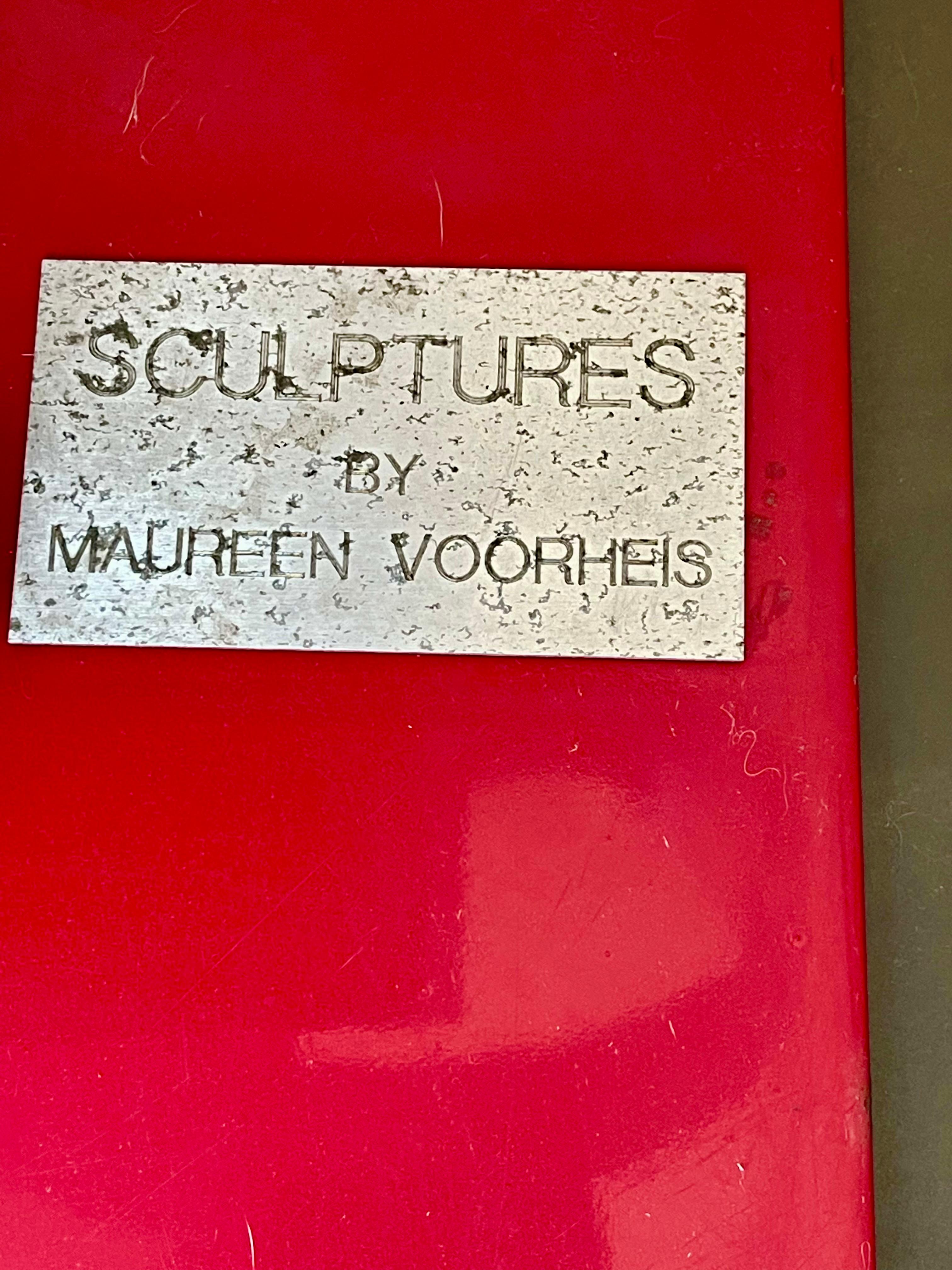 Hand-Crafted Maureen Voorheis Red Steel Sculpture