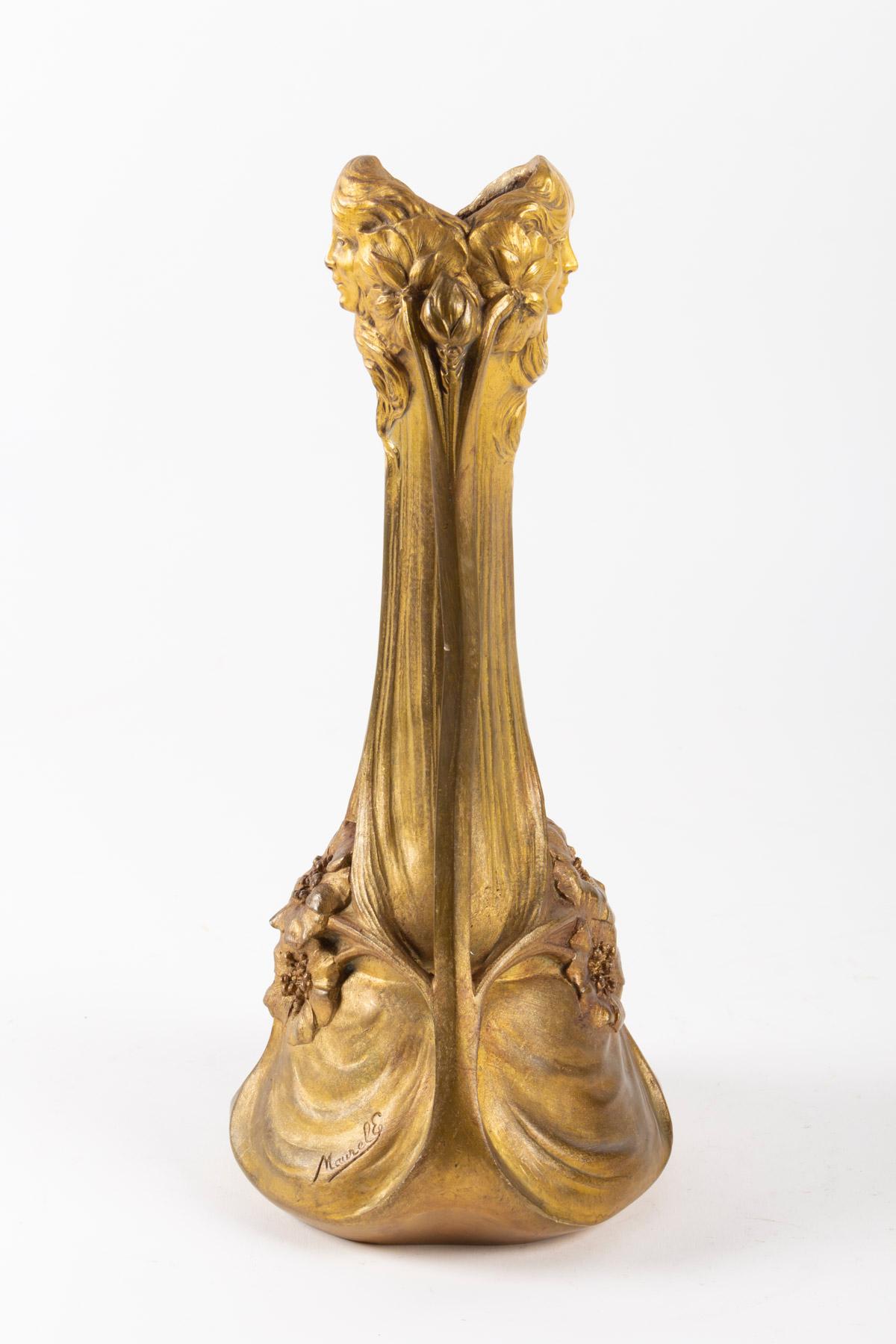 Maurel Bronze Vase, Art Nouveau, 1900 In Excellent Condition In Saint-Ouen, FR