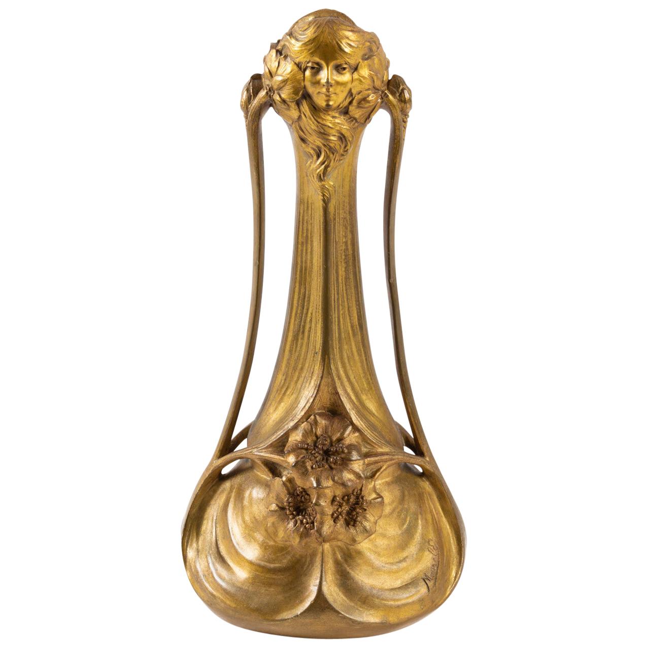 Maurel Bronze Vase, Art Nouveau, 1900