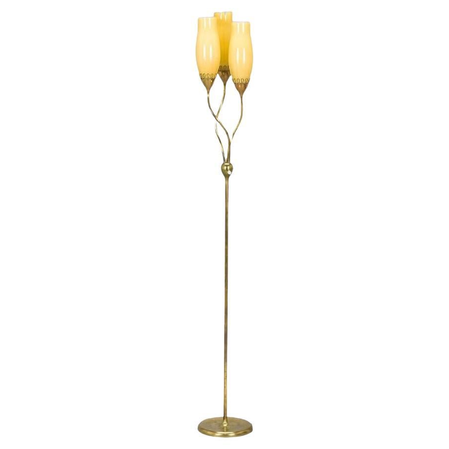 Rare Mauri Almari '62046' Brass Floor Lamp for Idman, Finland, 1950s For Sale