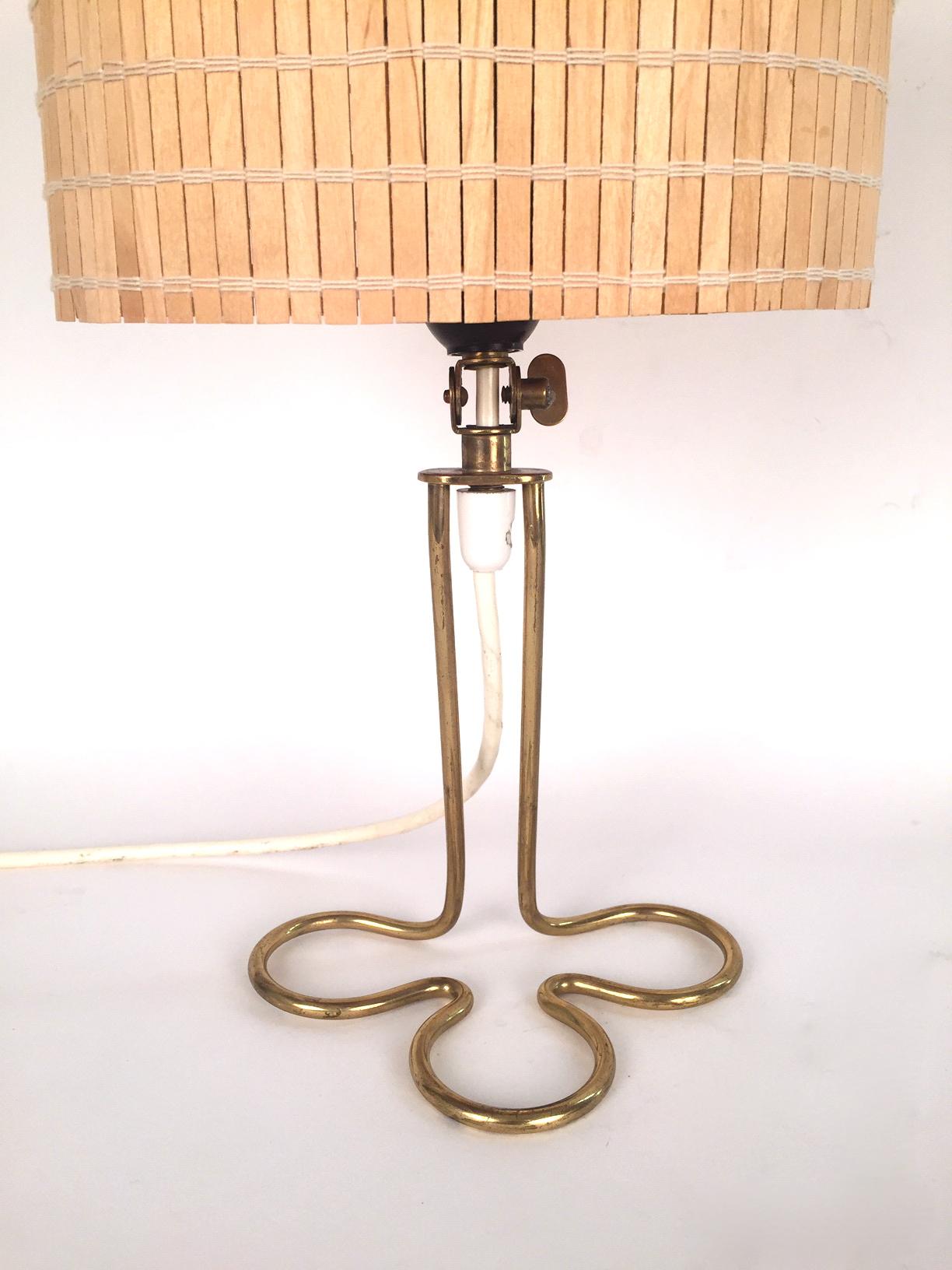 Scandinavian Modern Mauri Almari Brass and Wooden Rods Table Lamp, 1950