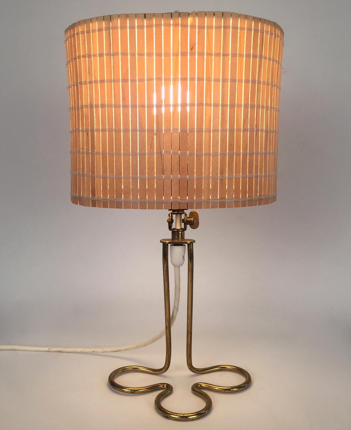 Mauri Almari Brass and Wooden Rods Table Lamp, 1950 3