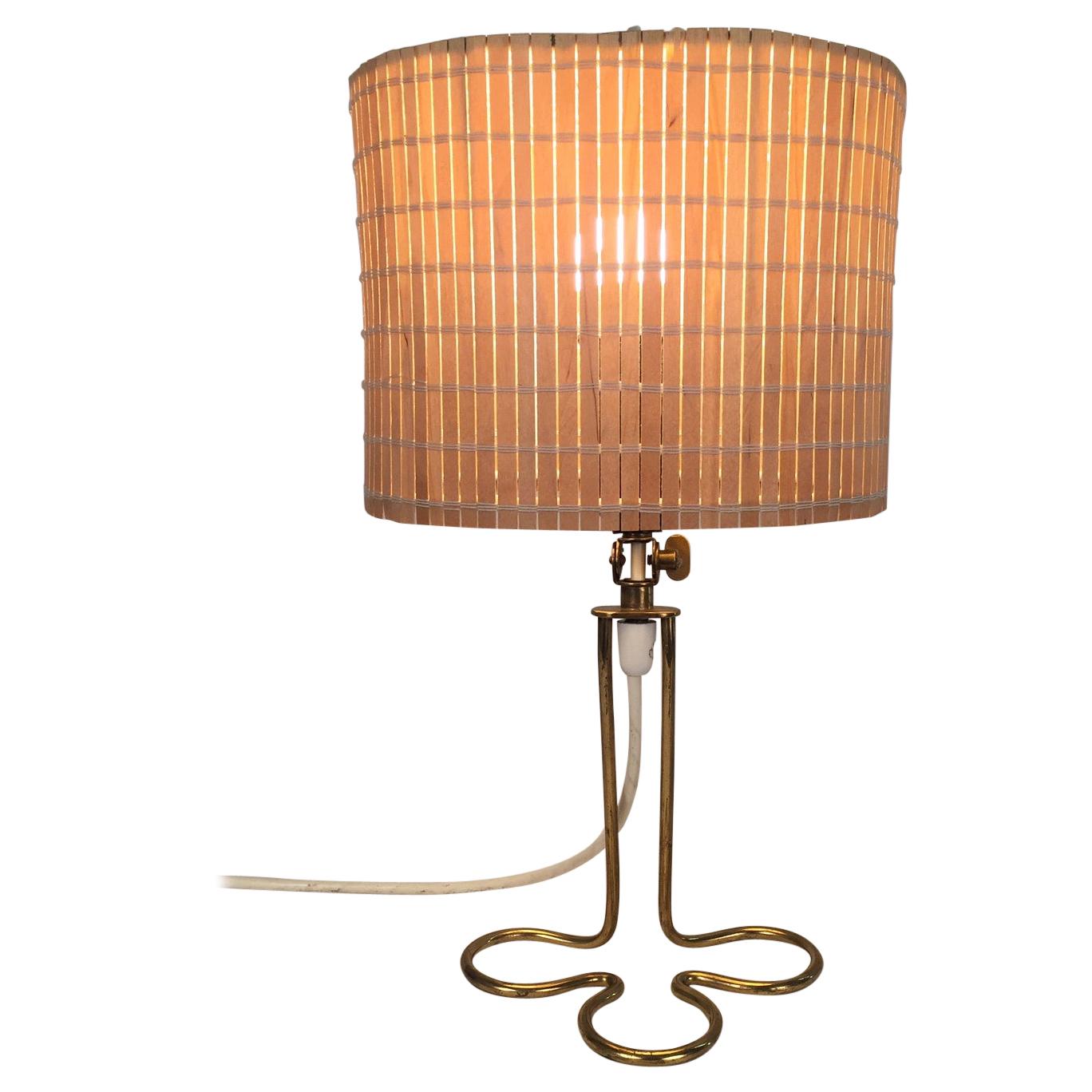 Mauri Almari Brass and Wooden Rods Table Lamp, 1950 at 1stDibs