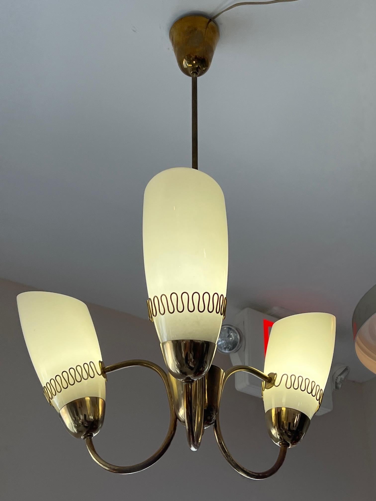 Mauri Almari Brass Chandelier For Idman Finland For Sale 4