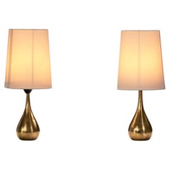 Mauri Almari Pair of “K 11-21” Brass Table Lamps for Idman Oy, Finland 1950s