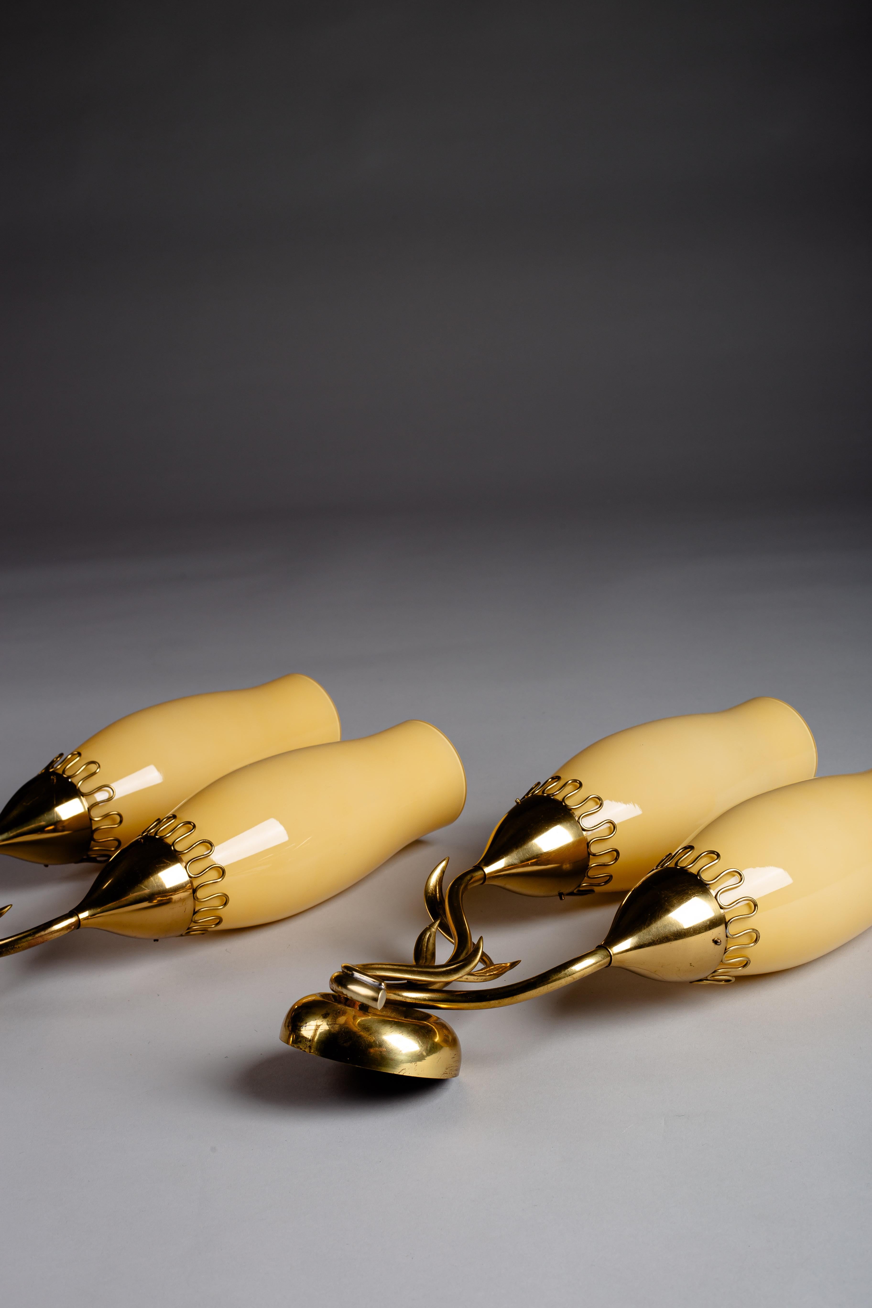 Mauri Almari, pair of mid-century modern brass wall sconces for Idman Oy 5