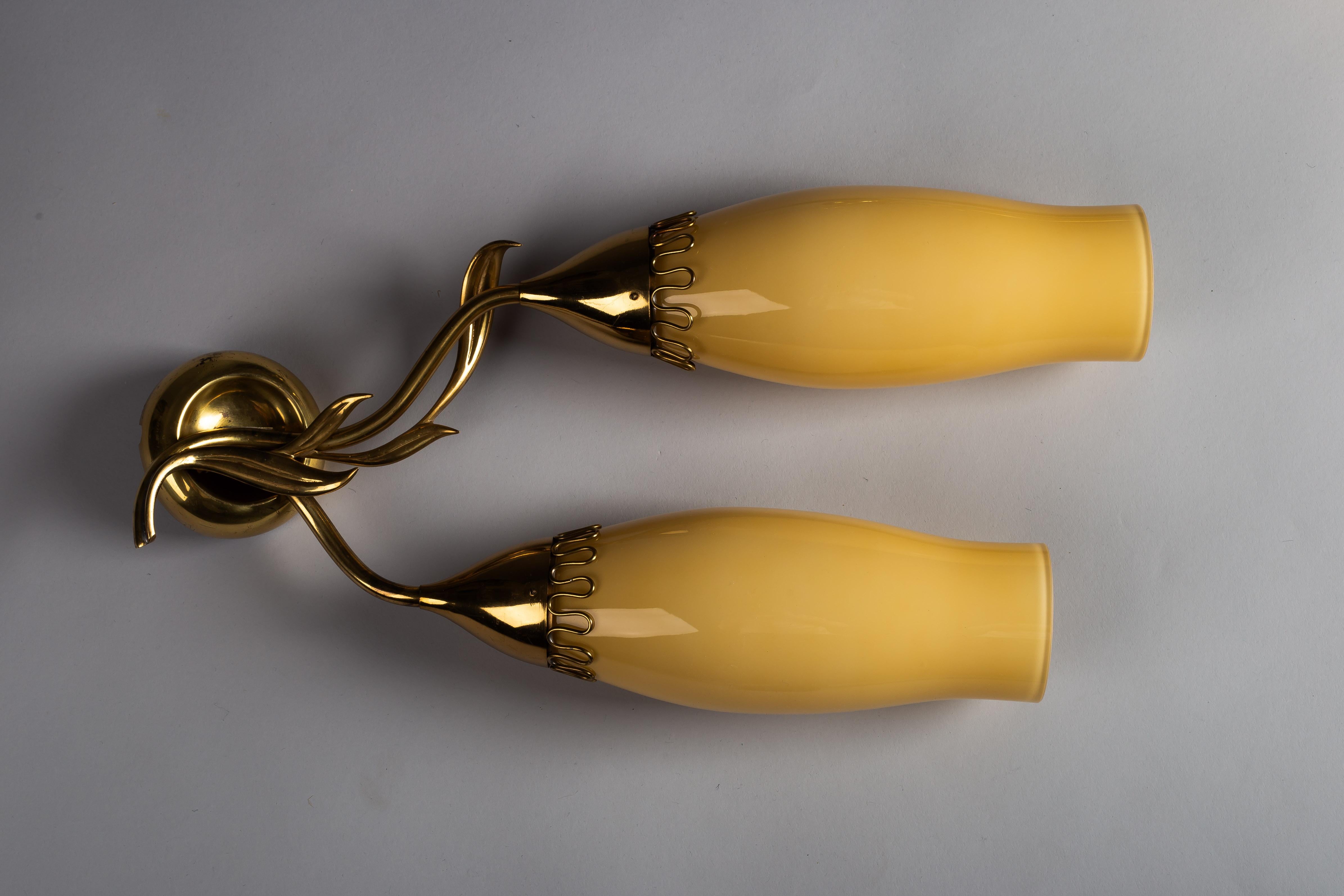 Mauri Almari, pair of mid-century modern brass wall sconces for Idman Oy 7
