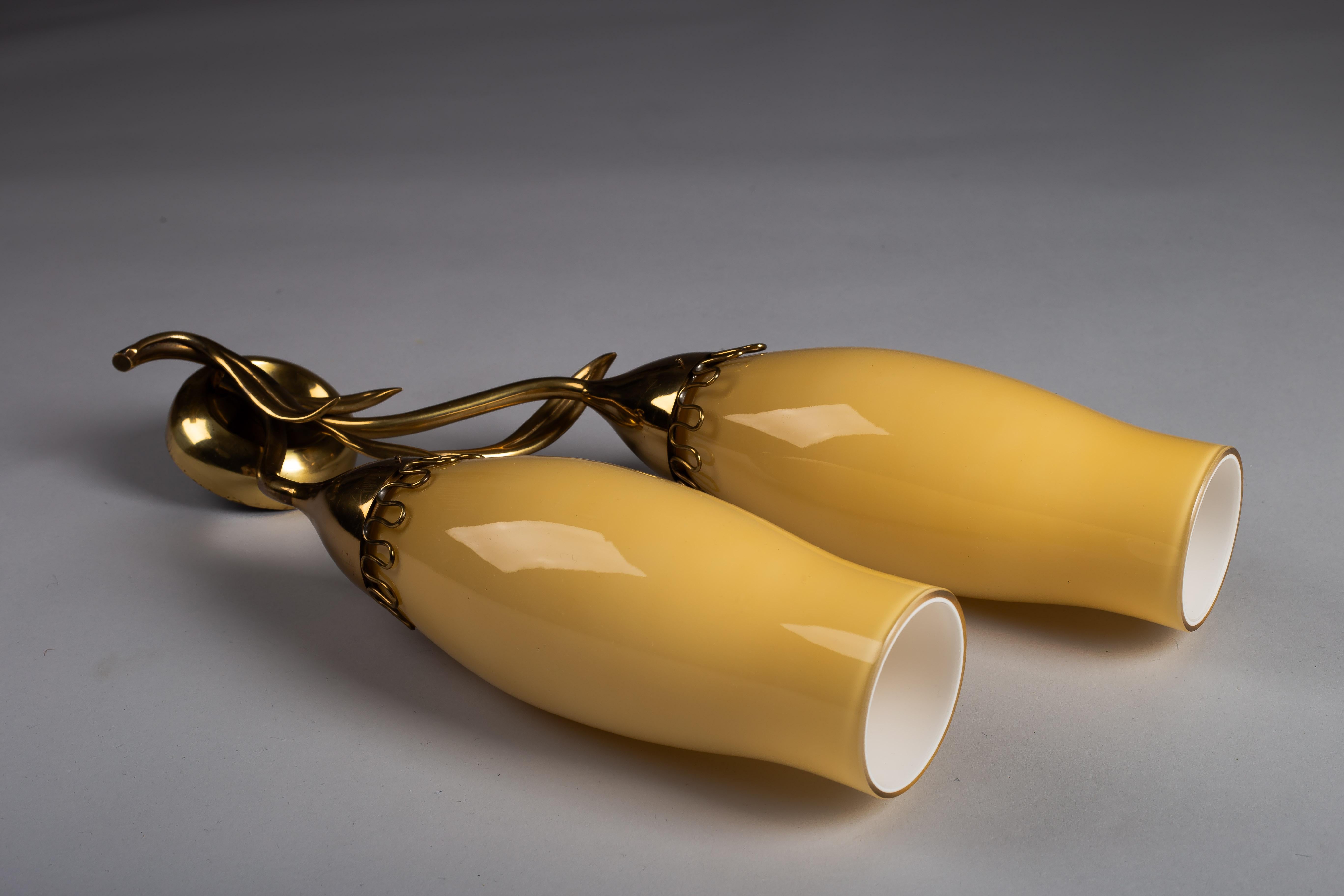 Mauri Almari, pair of mid-century modern brass wall sconces for Idman Oy 1
