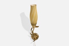 Mauri Almari, Wandleuchte, Messing, Glas, Finnland, 1950er Jahre