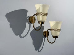 Mauri Almari, Wall Lights, Brass, Glass, Finland, 1960s