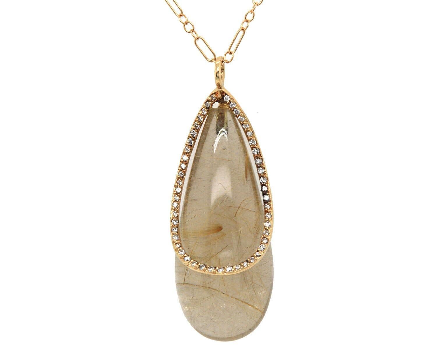 Mauri Pioppo Rutilated Quartz and Diamond Pendant Necklace in 18K

Maruri Pioppo Rutilated Quartz and Diamond Pendant Necklace
18K Yellow Gold
Diamonds Carat Weight: Approx. 0.35ctw
Pendant Dimensions: Approx. 15.0 X 44.0 MM
Necklace Length: Approx.