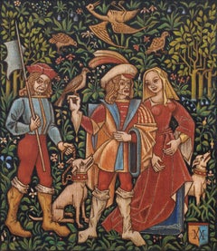 Falcon hunt after a 16th century tapestry