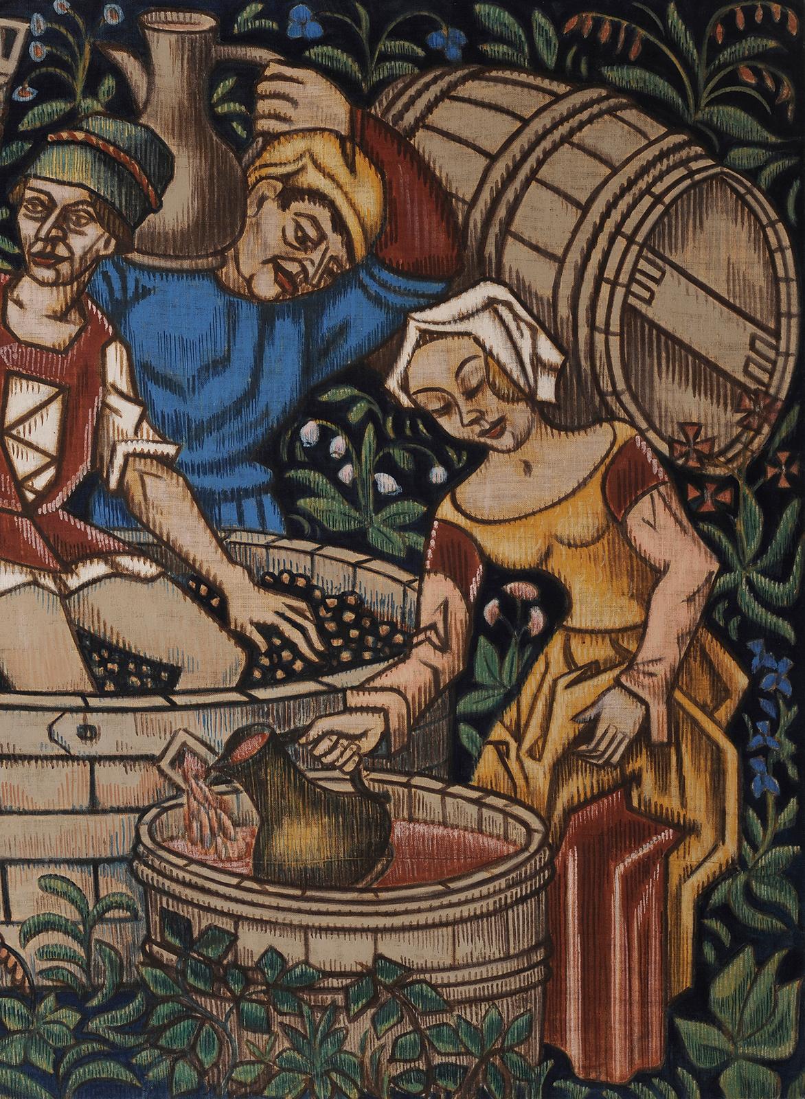 The harvest d'après une tapisserie du XVIe siècle - Painting de Maurice Albe