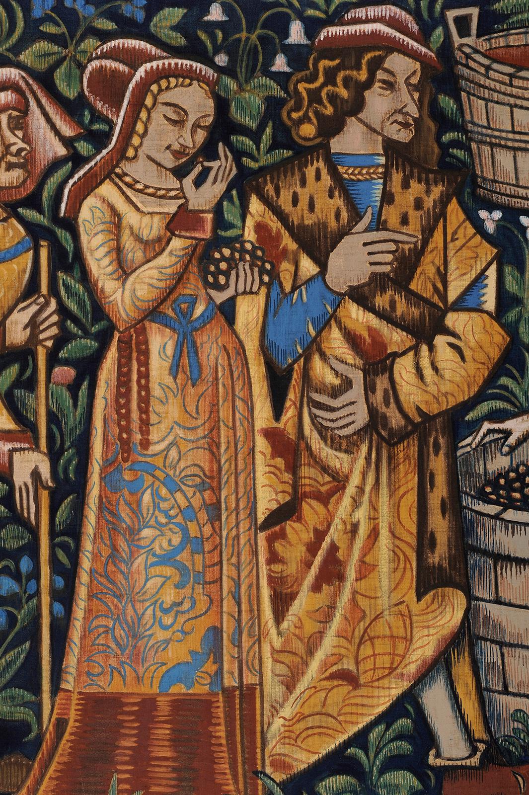 The harvest d'après une tapisserie du XVIe siècle - École française Painting par Maurice Albe