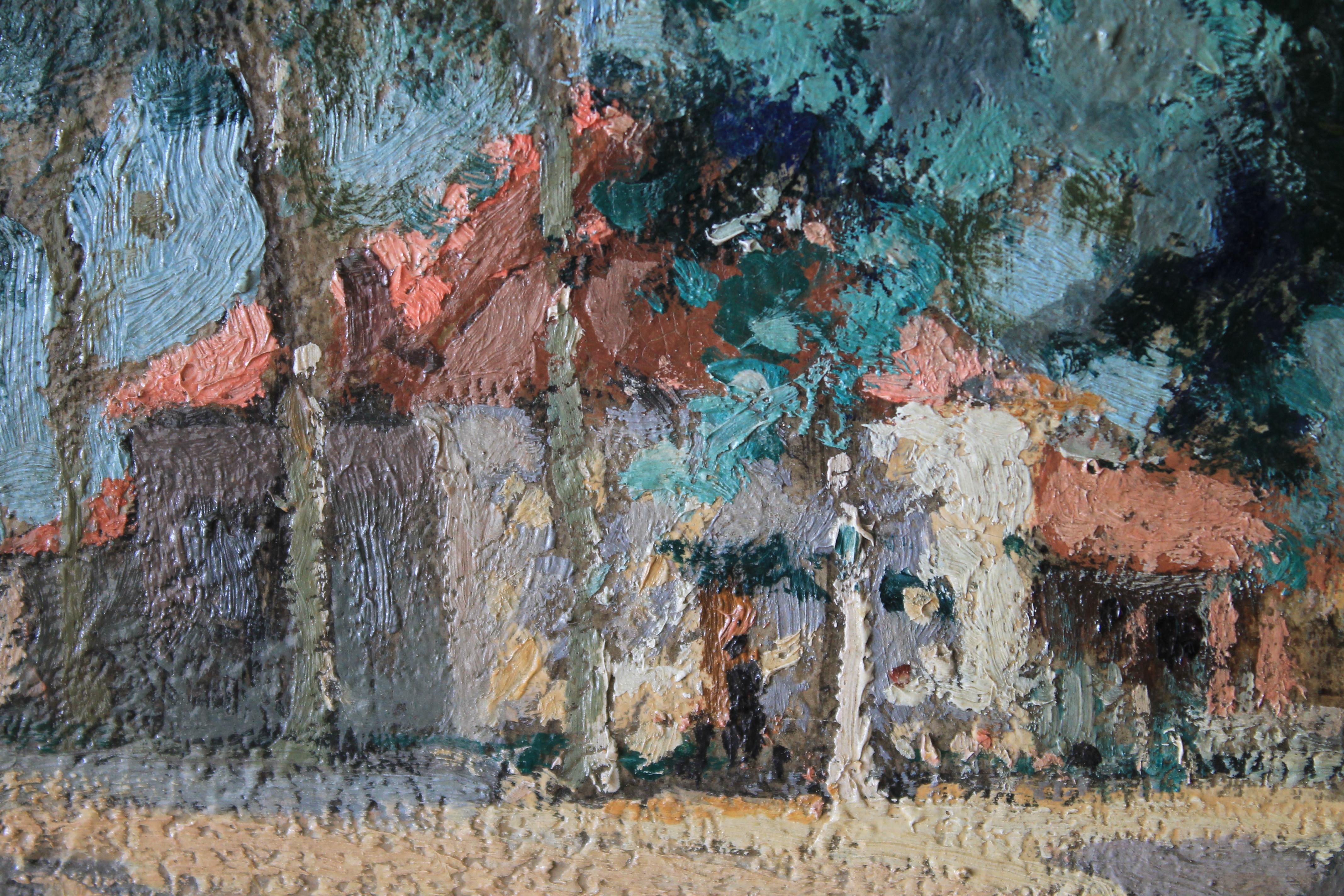 Pintura al óleo Vintage Paisaje impresionista Maurice Alfred Decamps (1892-1953) 3