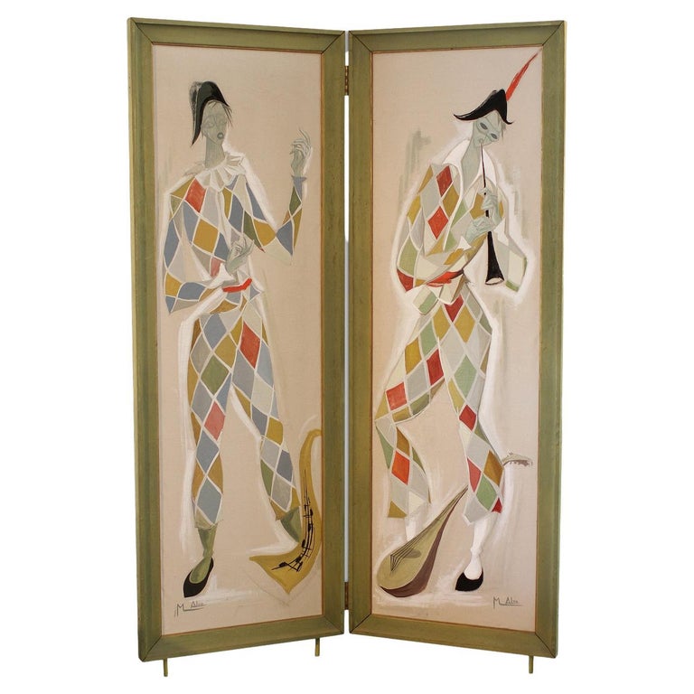 Maurice Alvo Painted screen from Galerie Jean Royere For Sale