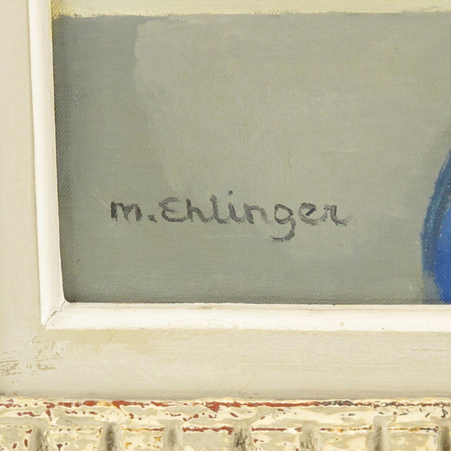 La robe bleue de la jeune femme Huile sur toile de Maurice Ehlinger en vente 1