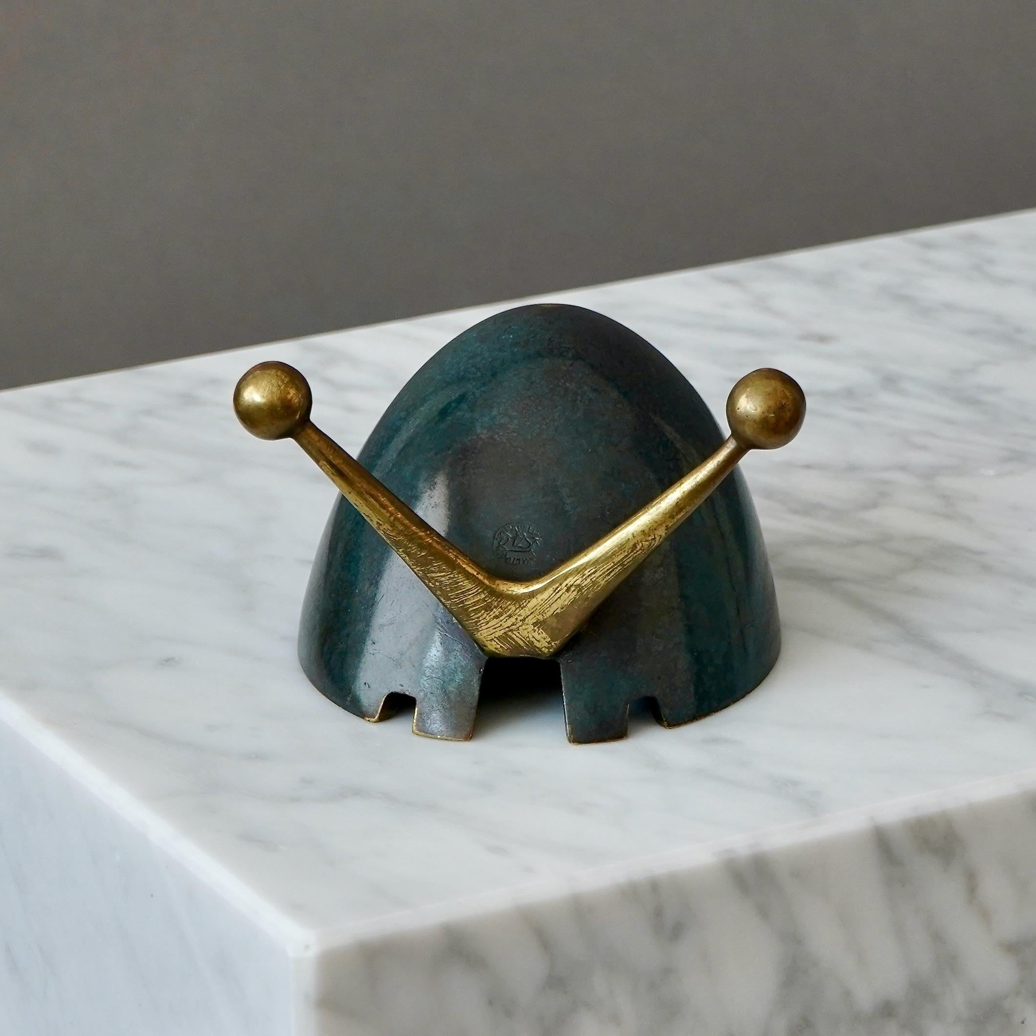 Israeli Maurice Ascalon Solid Bronze Bowl / Snail Sculpture for Pal-Bell, 1950s