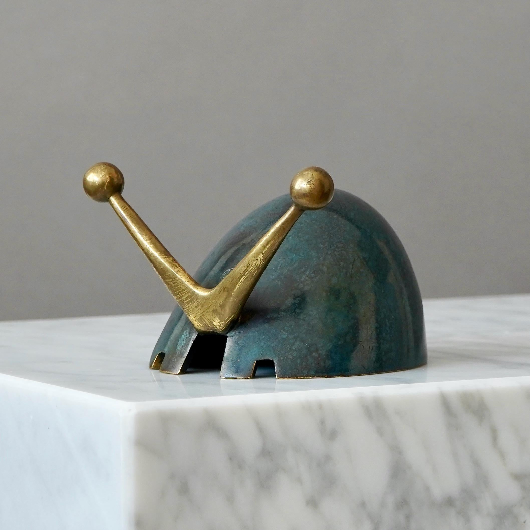Maurice Ascalon Solid Bronze Bowl / Snail Sculpture for Pal-Bell, 1950s In Good Condition In Malmö, SE