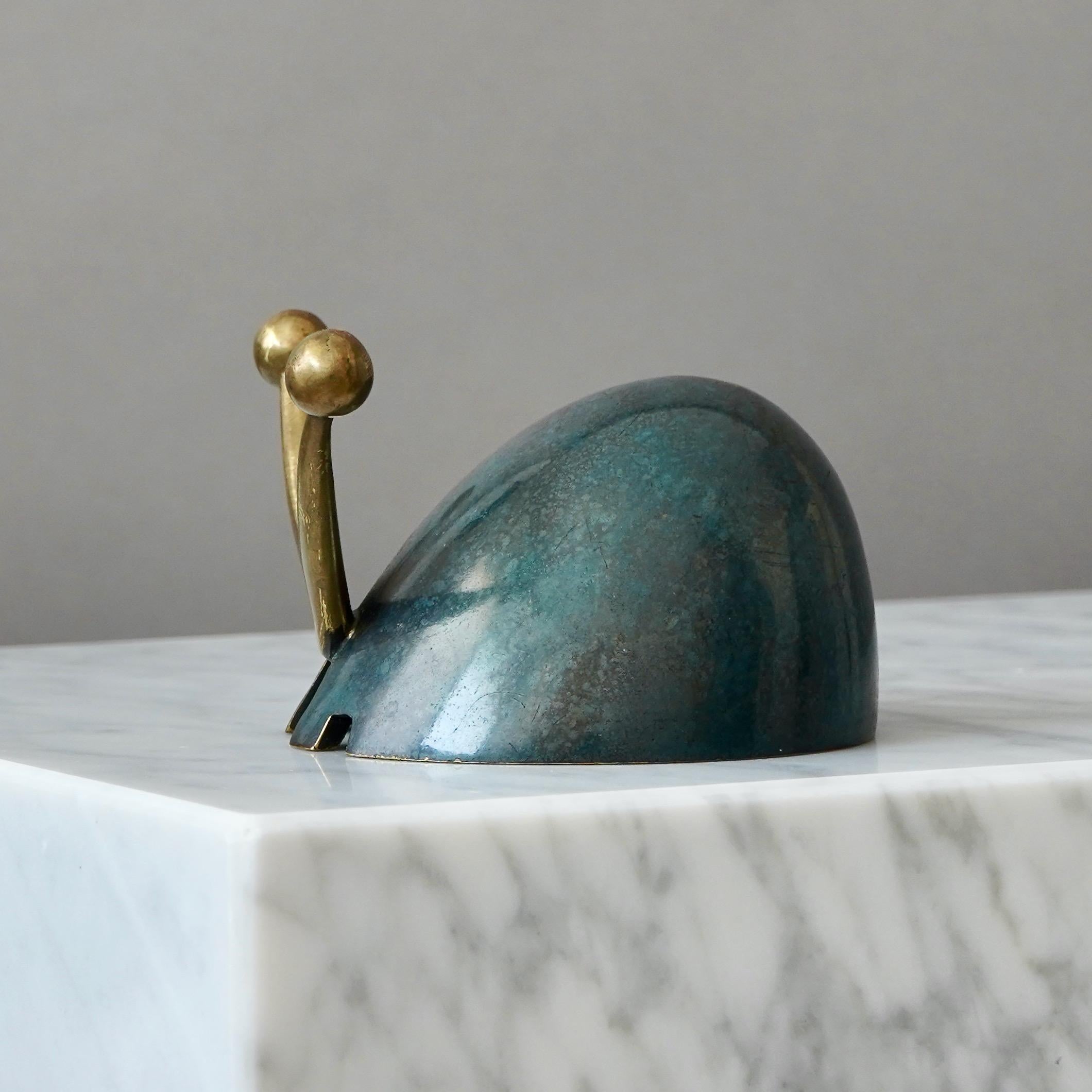 Maurice Ascalon Solid Bronze Bowl / Snail Sculpture for Pal-Bell, 1950s 1