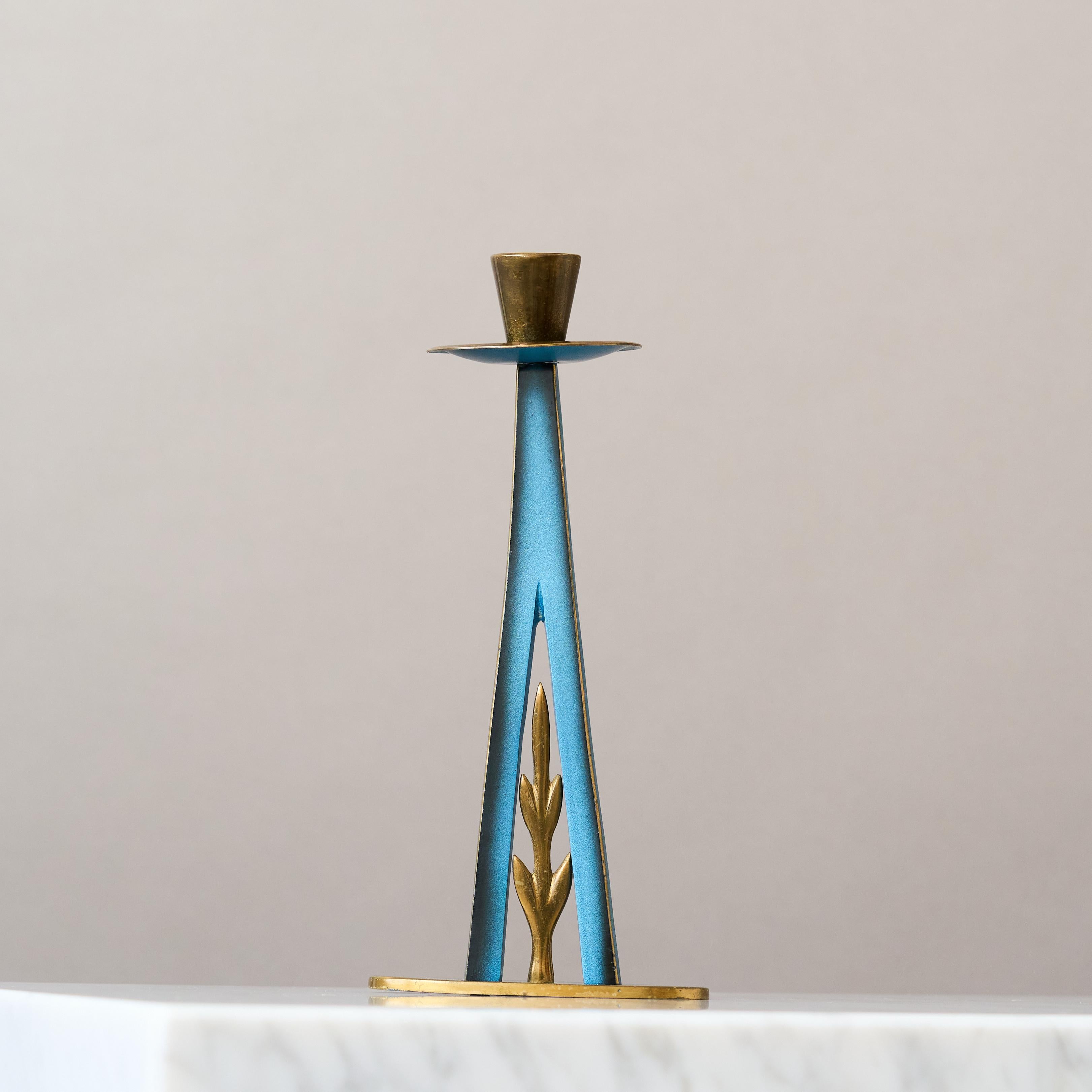 Mid-Century Modern Maurice Ascalon Solid Bronze Candlestick for Pal-Bell, 1950s For Sale