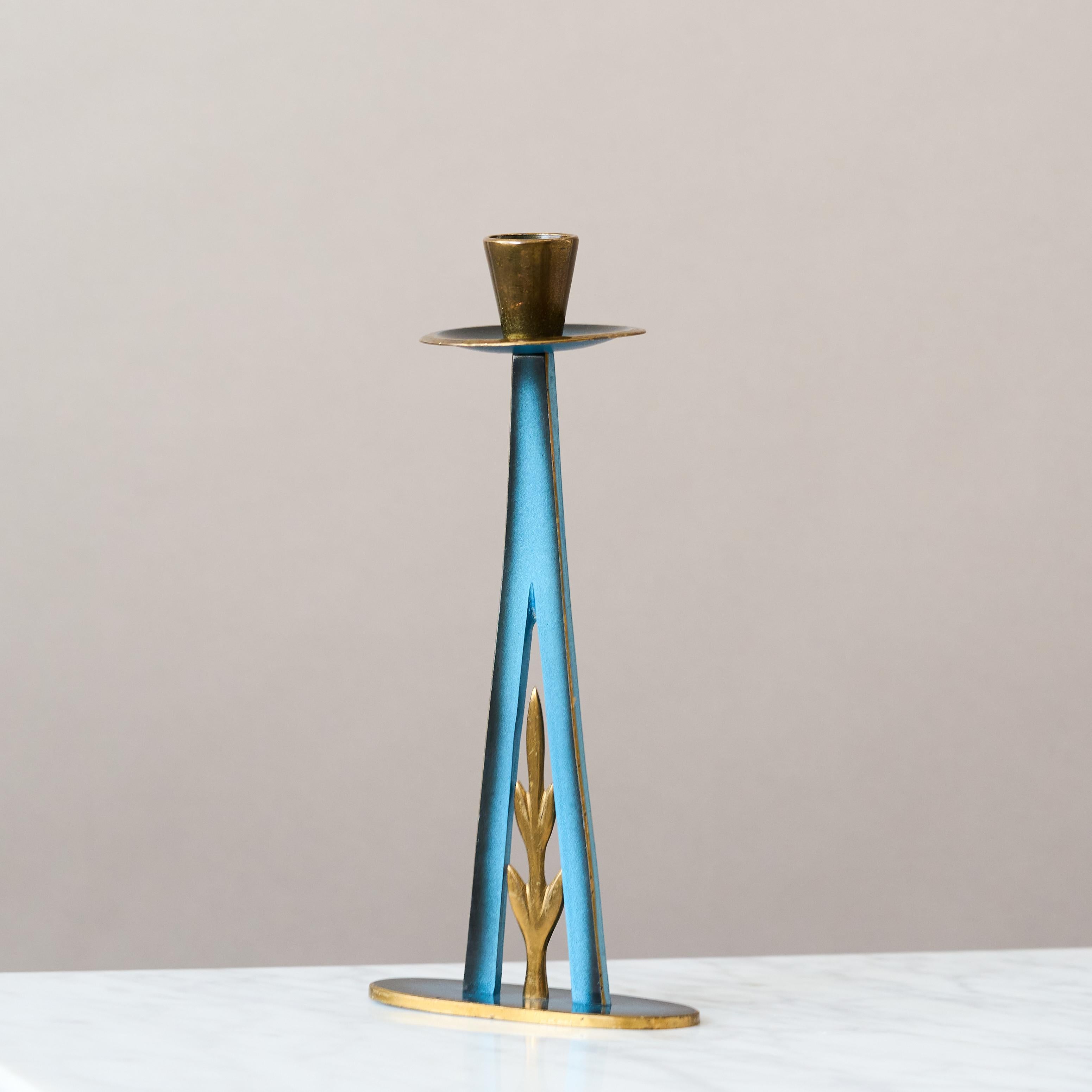 Israeli Maurice Ascalon Solid Bronze Candlestick for Pal-Bell, 1950s For Sale