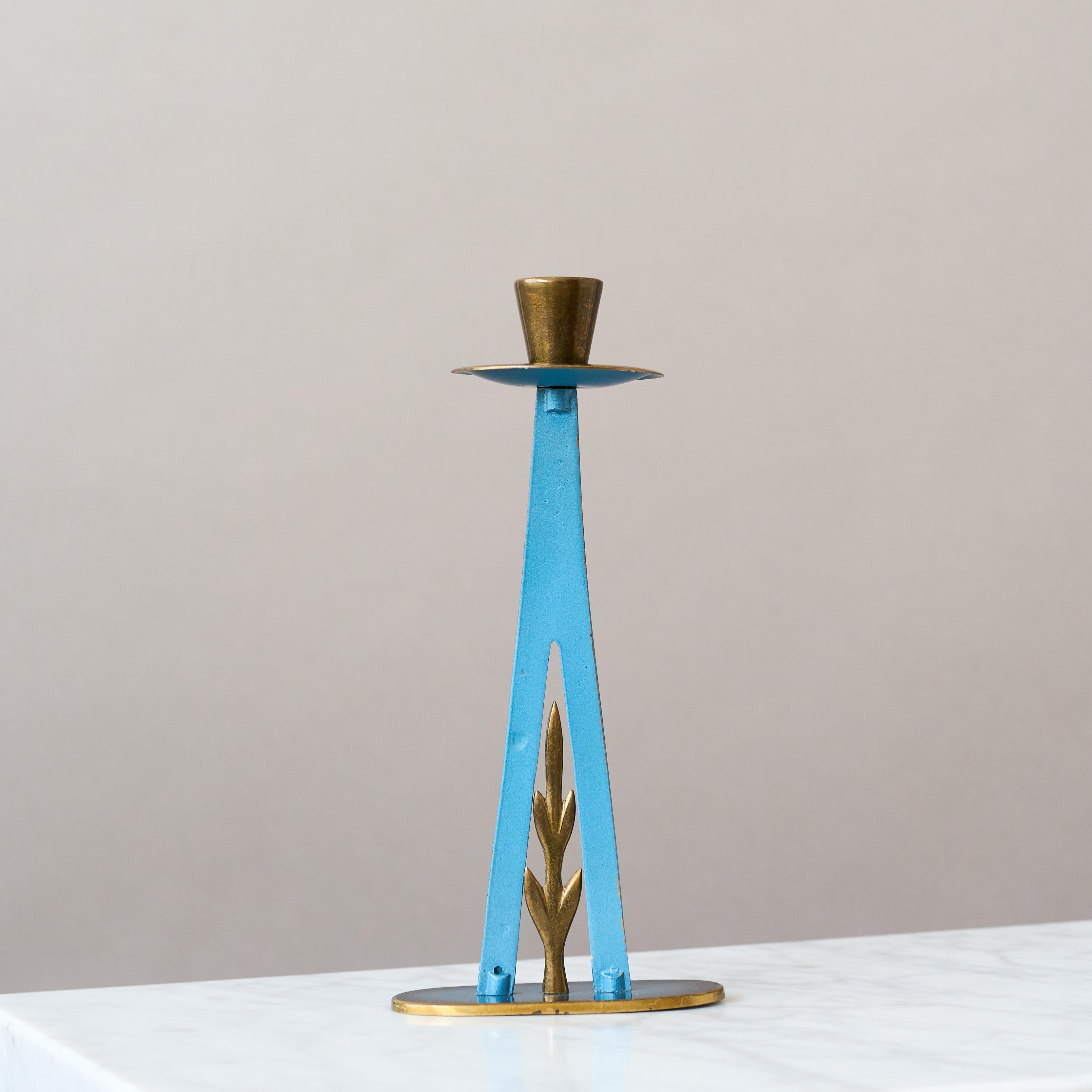 Cast Maurice Ascalon Solid Bronze Candlestick for Pal-Bell, 1950s For Sale