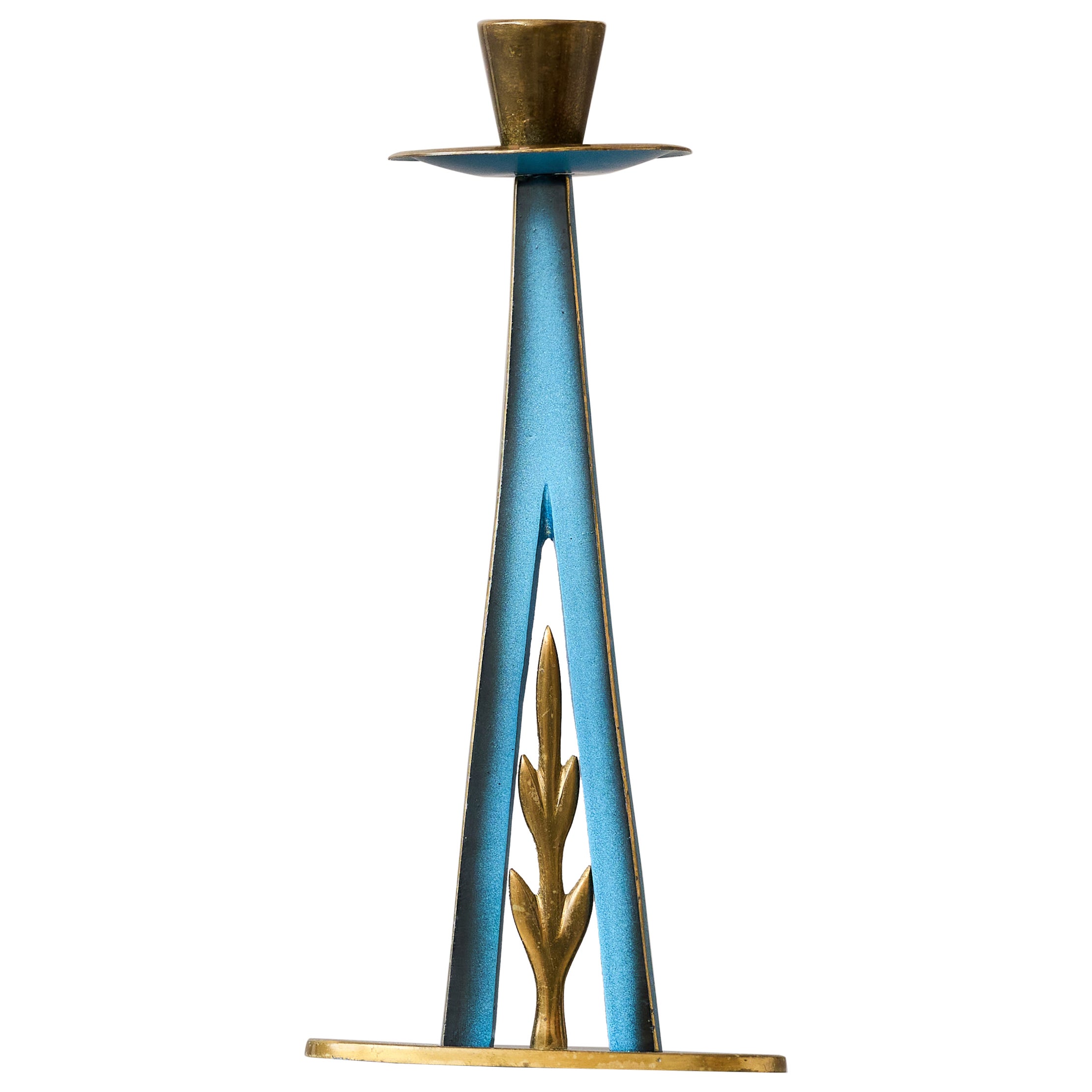 Maurice Ascalon Solid Bronze Candlestick for Pal-Bell, 1950s For Sale
