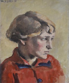 Maurice Asselin (1882-1947)  A young girl in red, Oil, Canvas, Portrait Painting