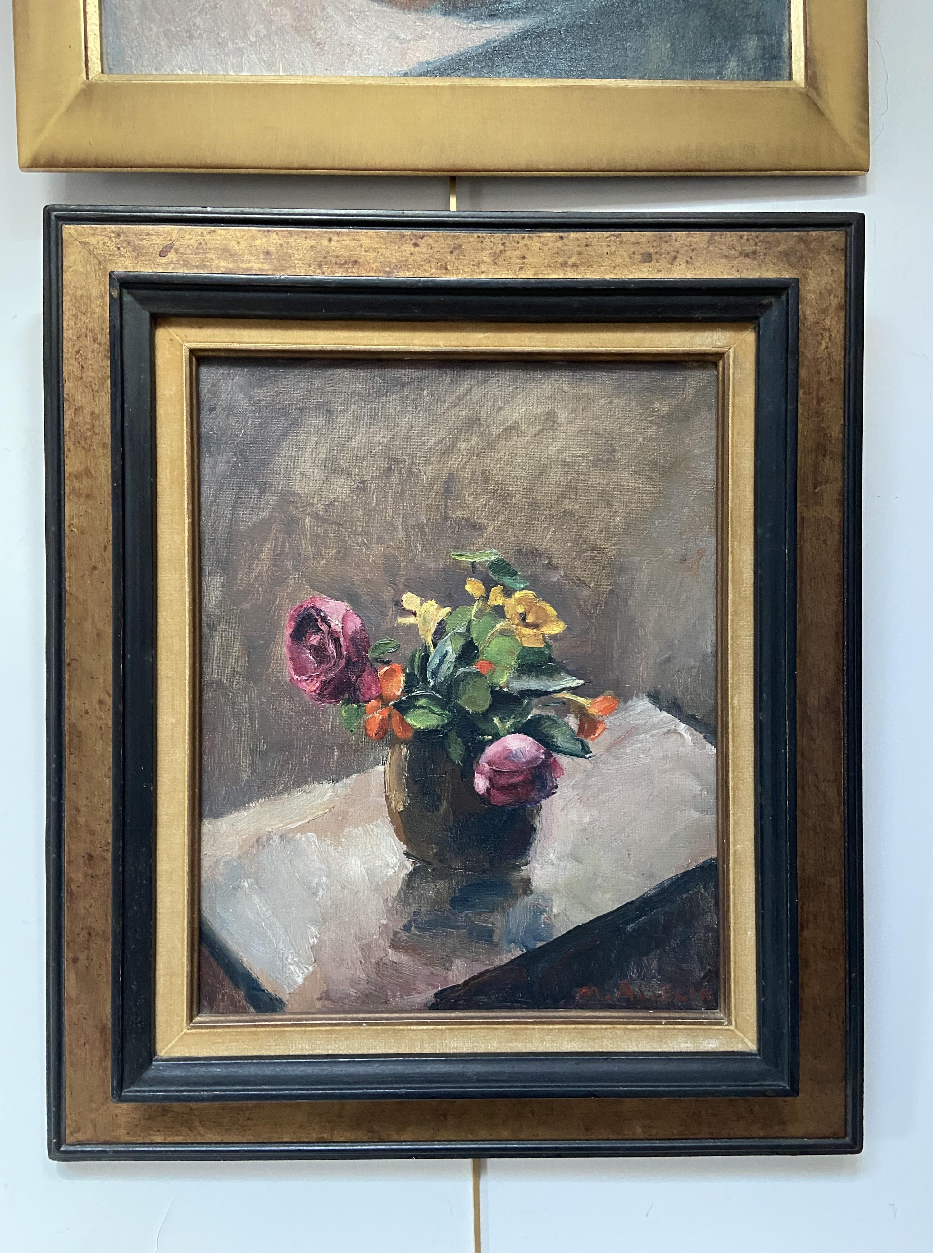 Maurice Asselin (1882-1947) Ein Blumenstrauß aus Rosen und Sträuchern, signiert Öl im Angebot 5