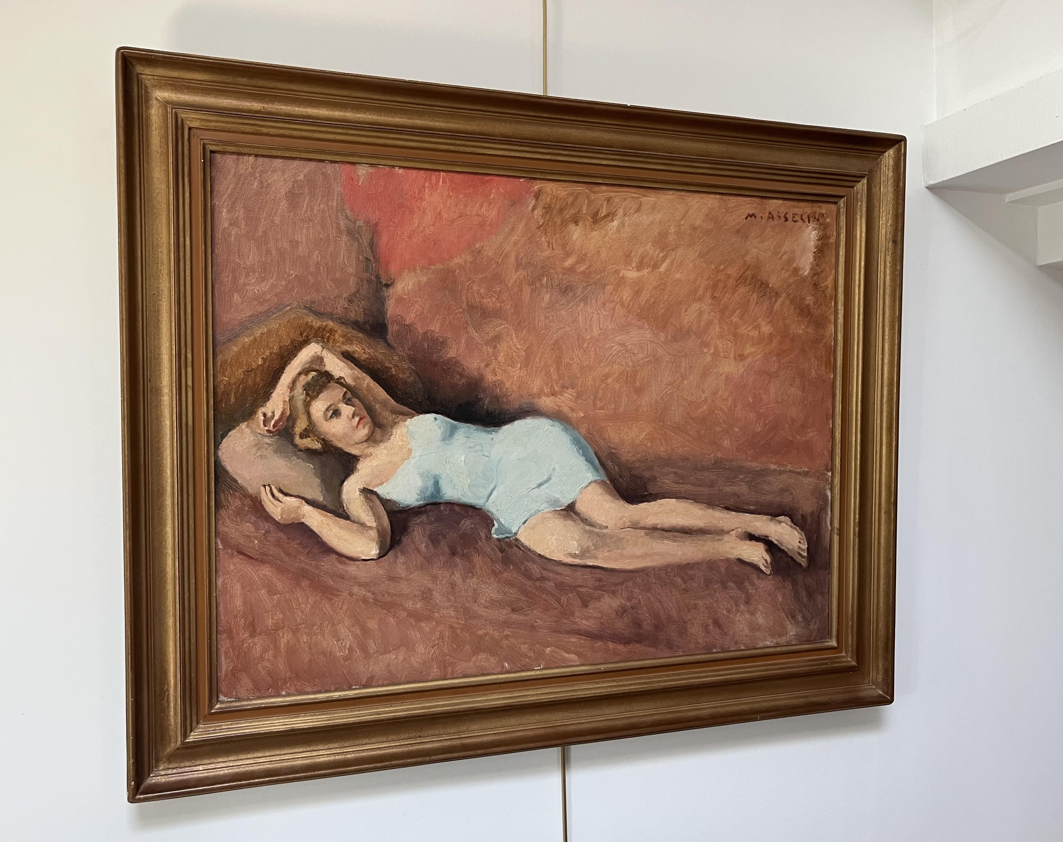 Maurice Asselin (1882-1947) Una joven reclinada, óleo sobre lienzo firmado en venta 9