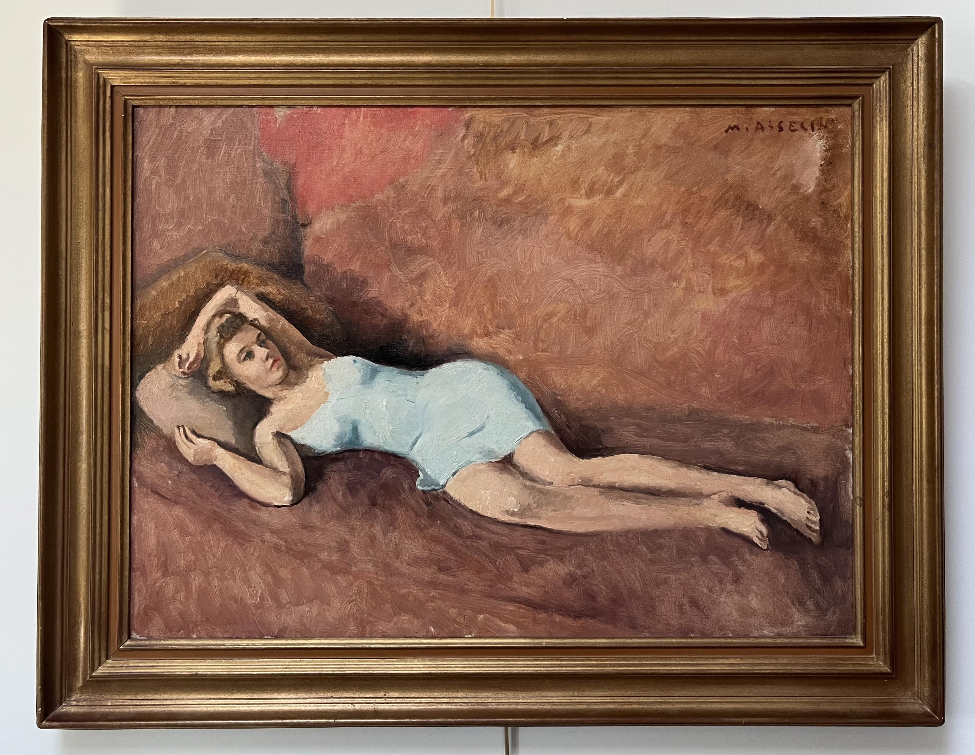 Maurice Asselin (1882-1947) Una joven reclinada, óleo sobre lienzo firmado en venta 1