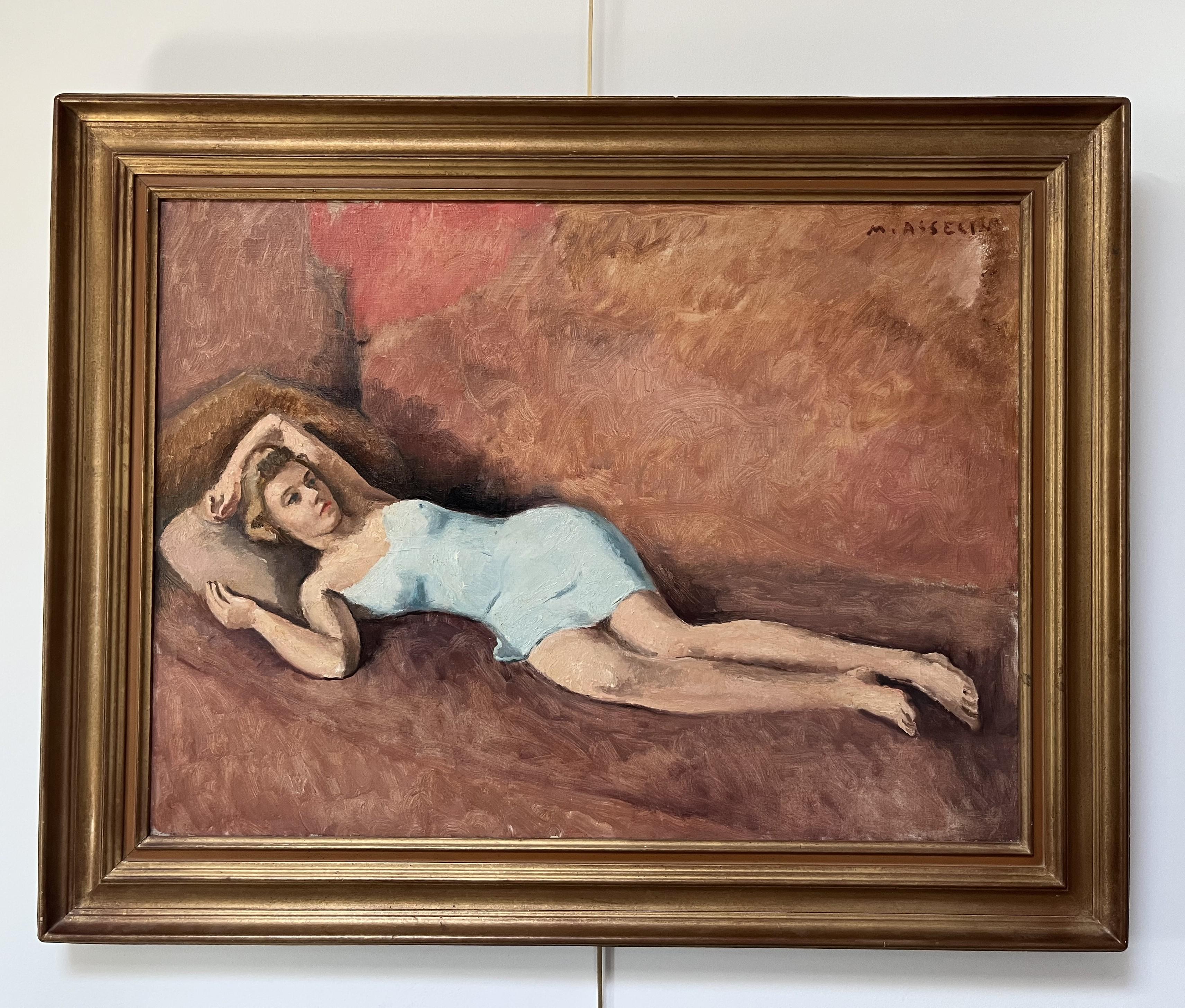Maurice Asselin (1882-1947) Una joven reclinada, óleo sobre lienzo firmado en venta 2