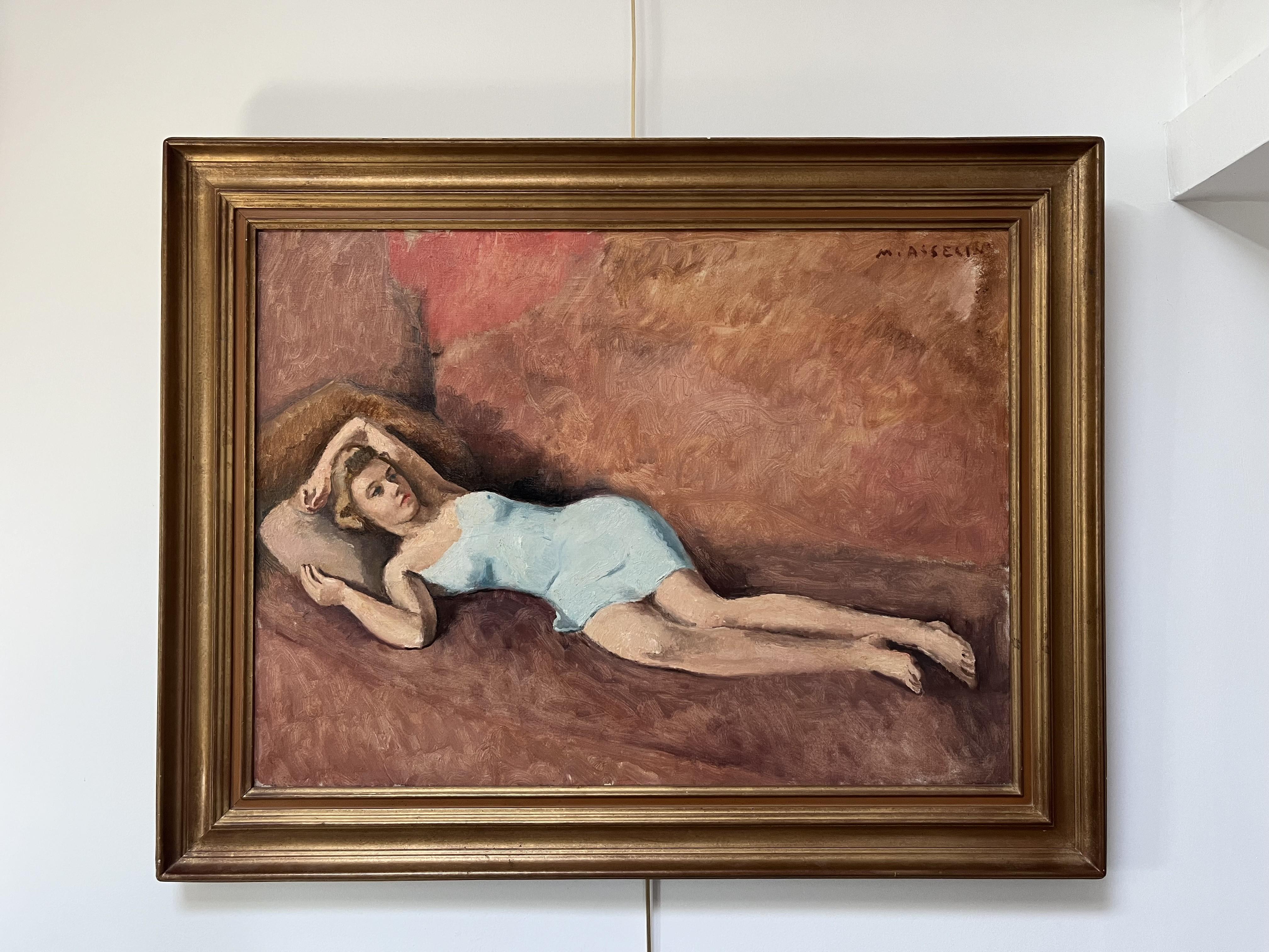 Maurice Asselin (1882-1947) Una joven reclinada, óleo sobre lienzo firmado en venta 3