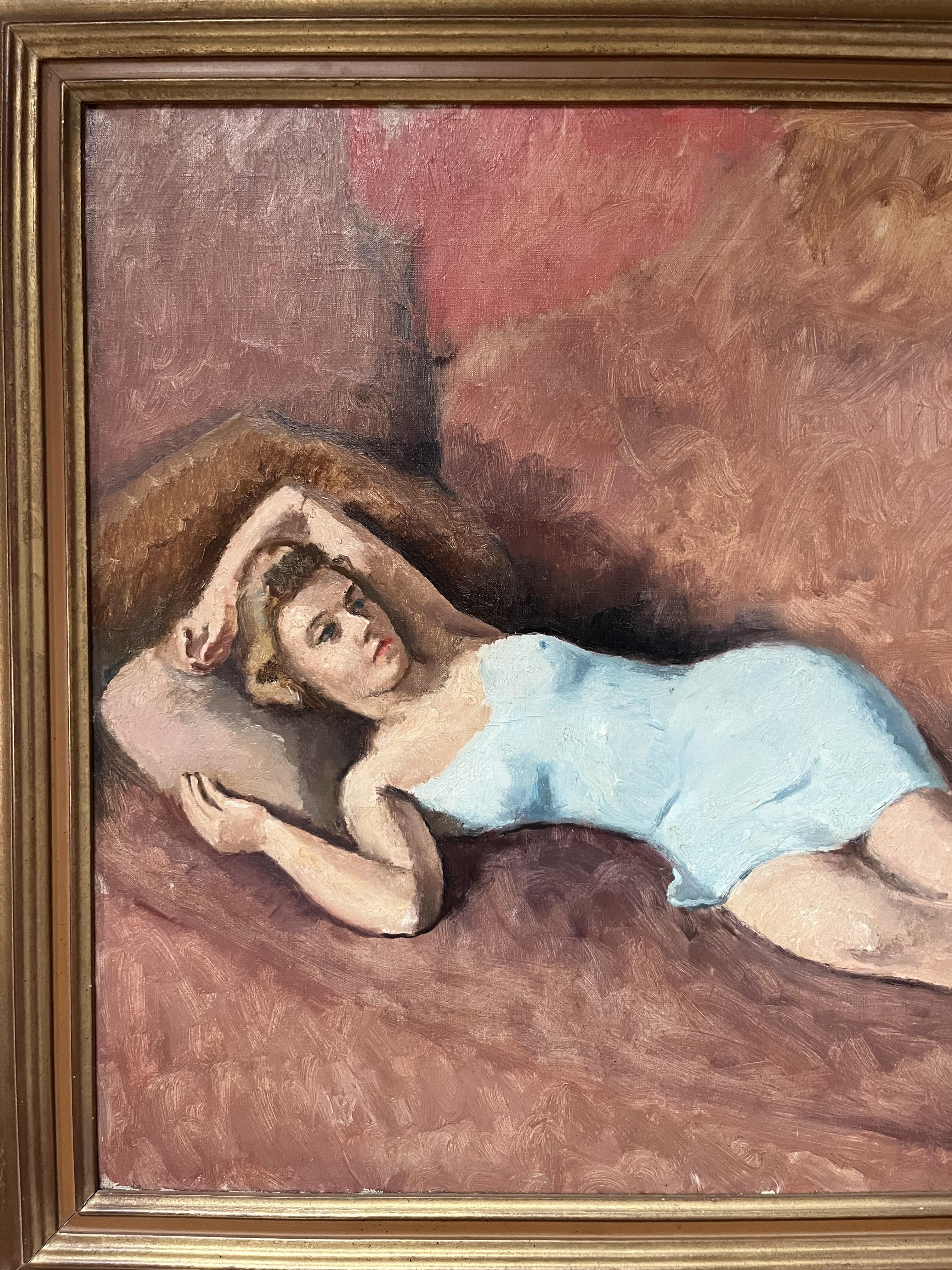 Maurice Asselin (1882-1947) Una joven reclinada, óleo sobre lienzo firmado en venta 8