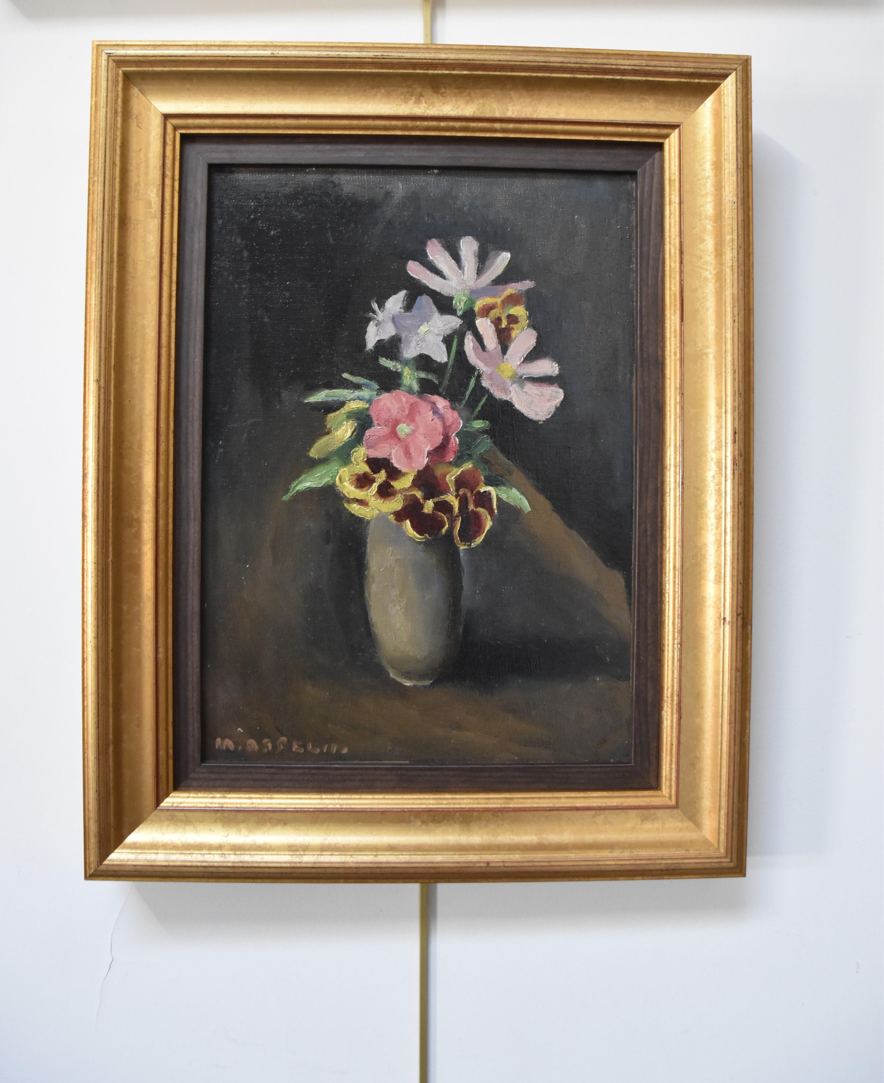 Ein kleiner Blumenstrauß in einer Vase, Öl auf Leinwand, signiert von Henri Asselin (1882-1947) im Angebot 1