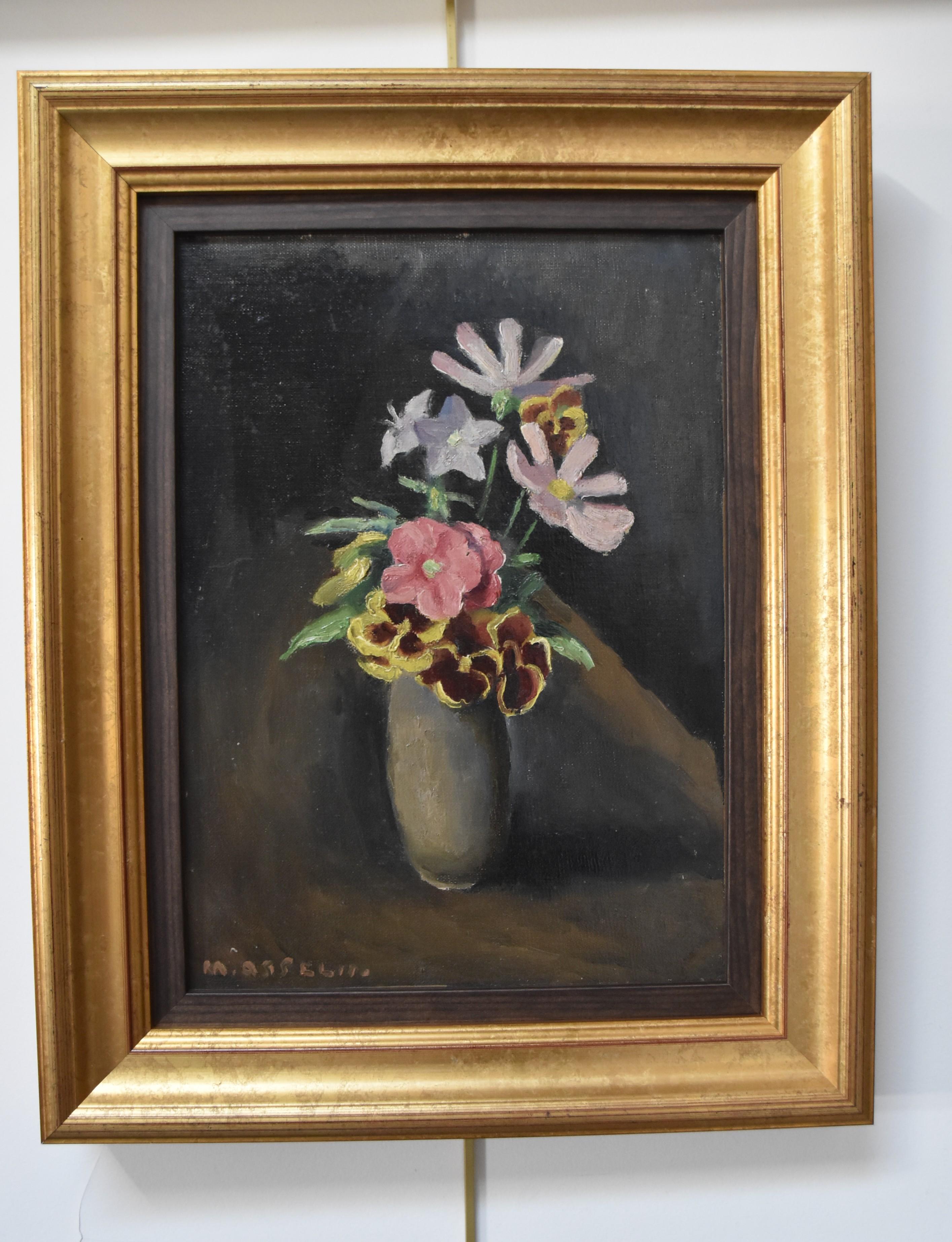 Ein kleiner Blumenstrauß in einer Vase, Öl auf Leinwand, signiert von Henri Asselin (1882-1947) im Angebot 2