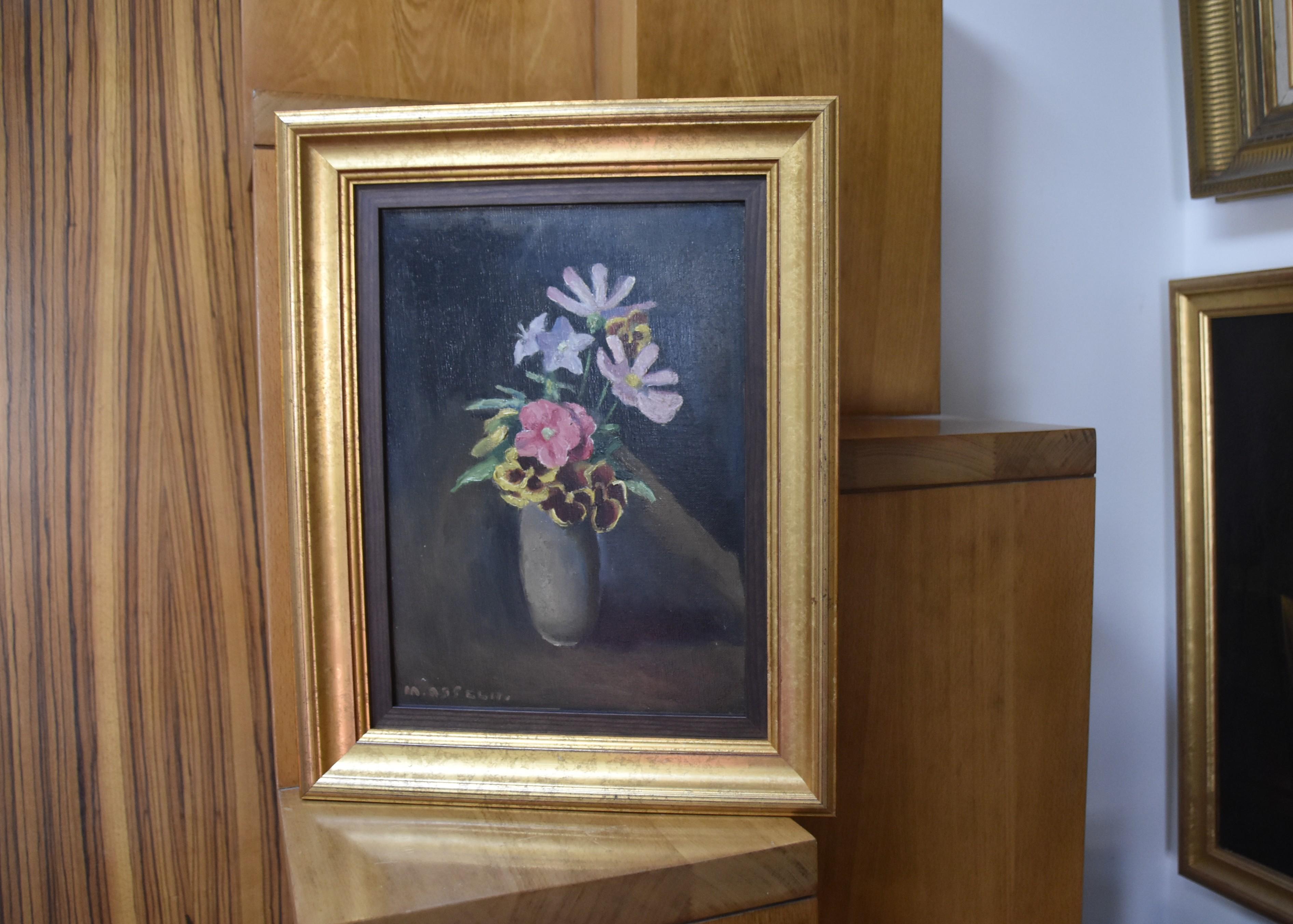 Ein kleiner Blumenstrauß in einer Vase, Öl auf Leinwand, signiert von Henri Asselin (1882-1947) im Angebot 4