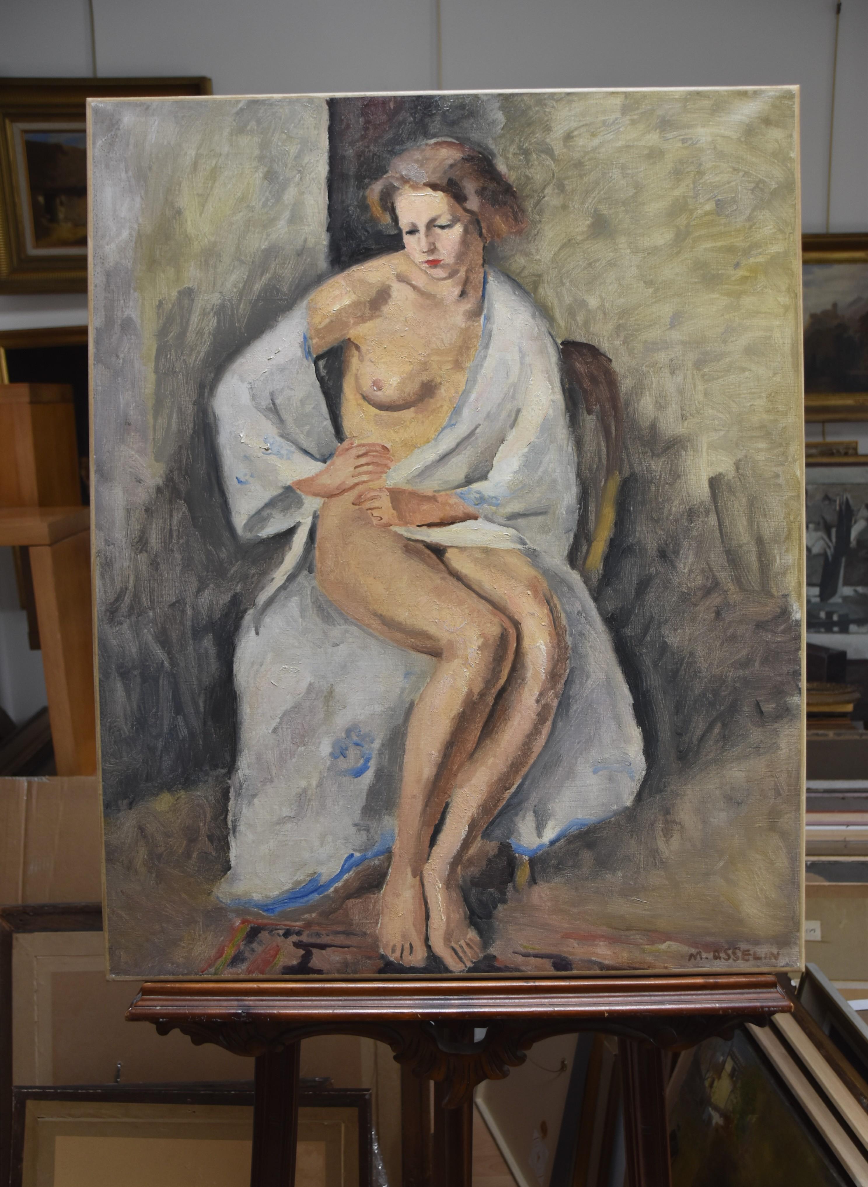 Maurice Asselin (1882-1947) A woman in white bathrobe, signed oil on canvas 9