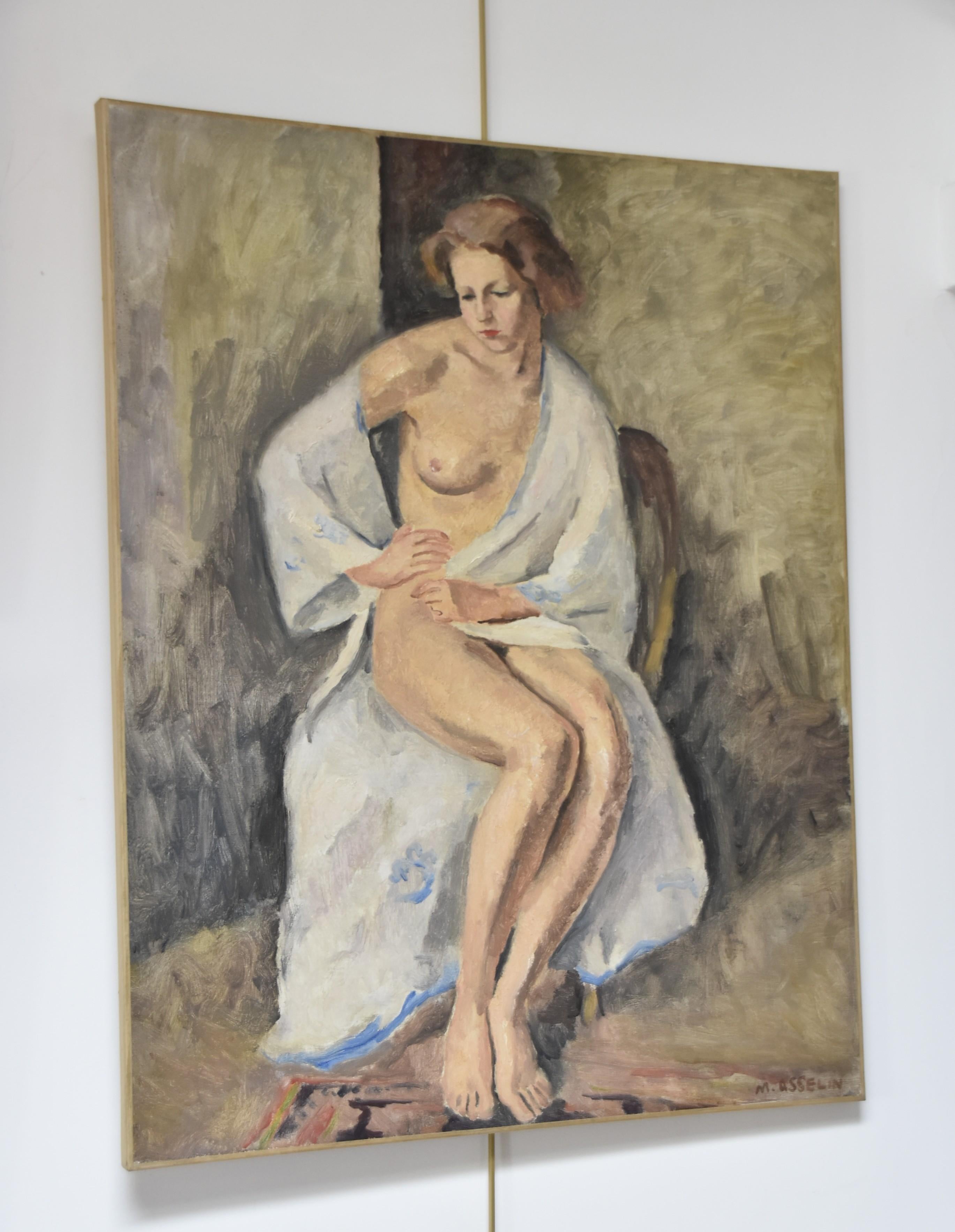 Maurice Asselin (1882-1947) A woman in white bathrobe, signed oil on canvas 10