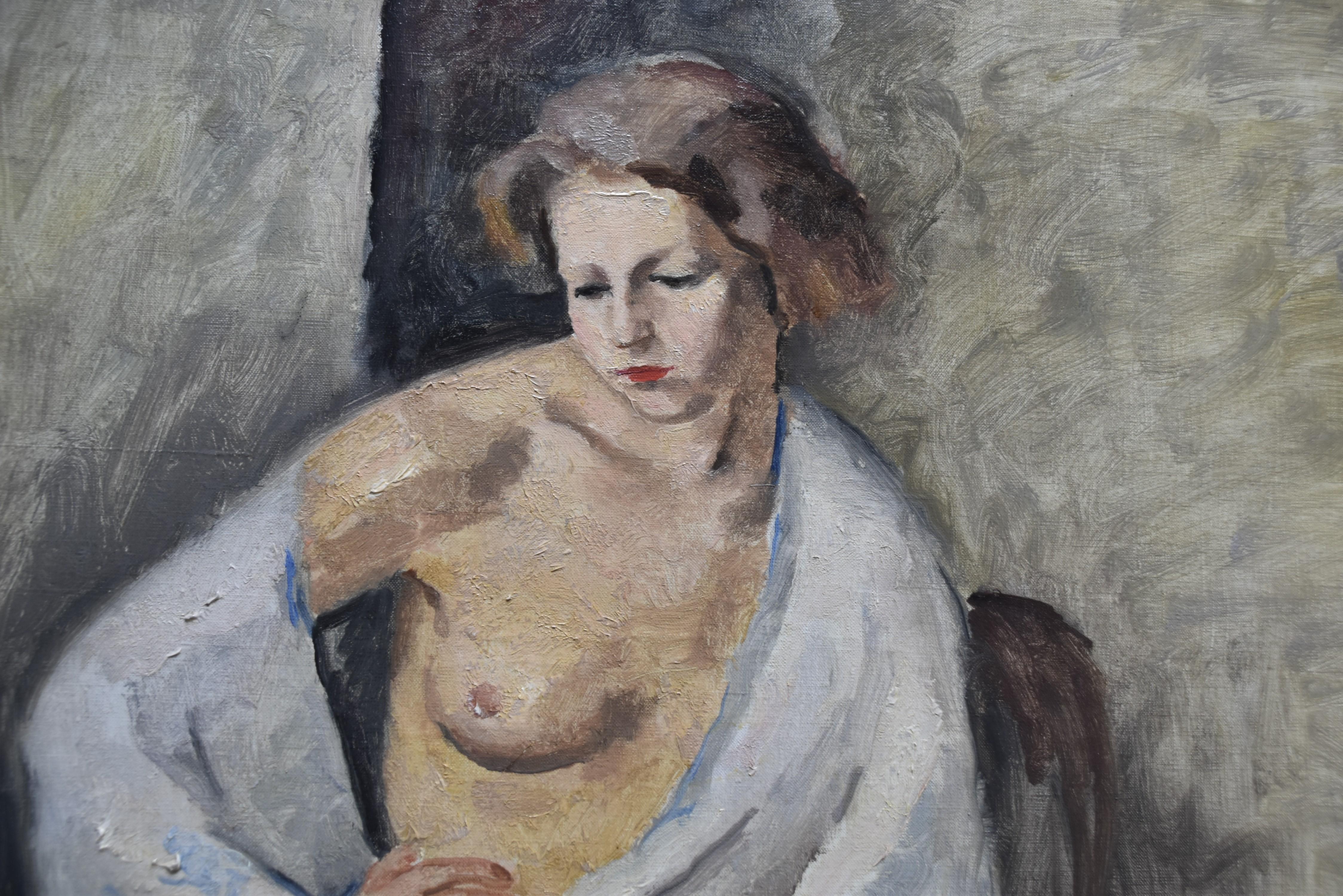 Maurice Asselin (1882-1947) A woman in white bathrobe, signed oil on canvas 2