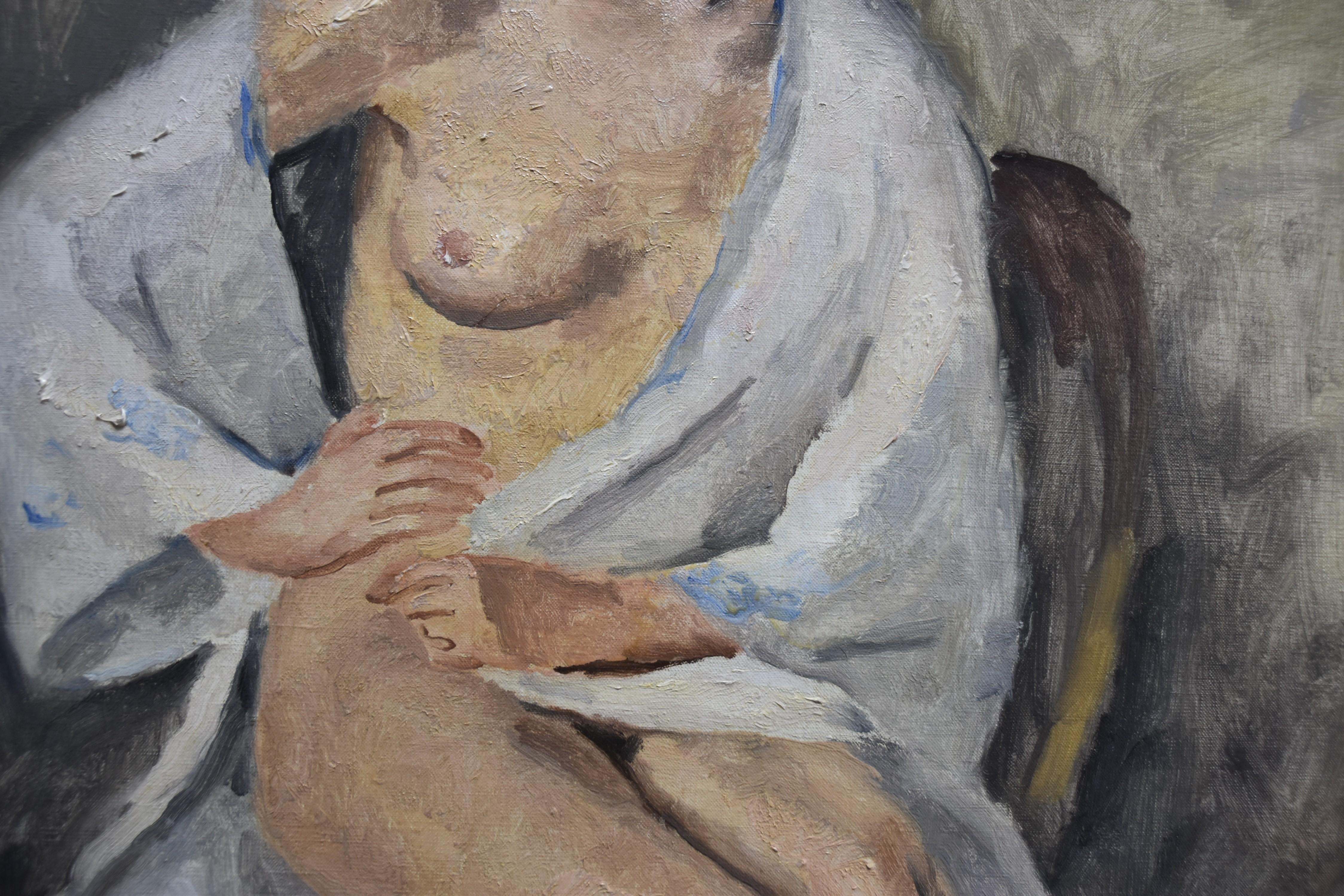 Maurice Asselin (1882-1947) A woman in white bathrobe, signed oil on canvas 3