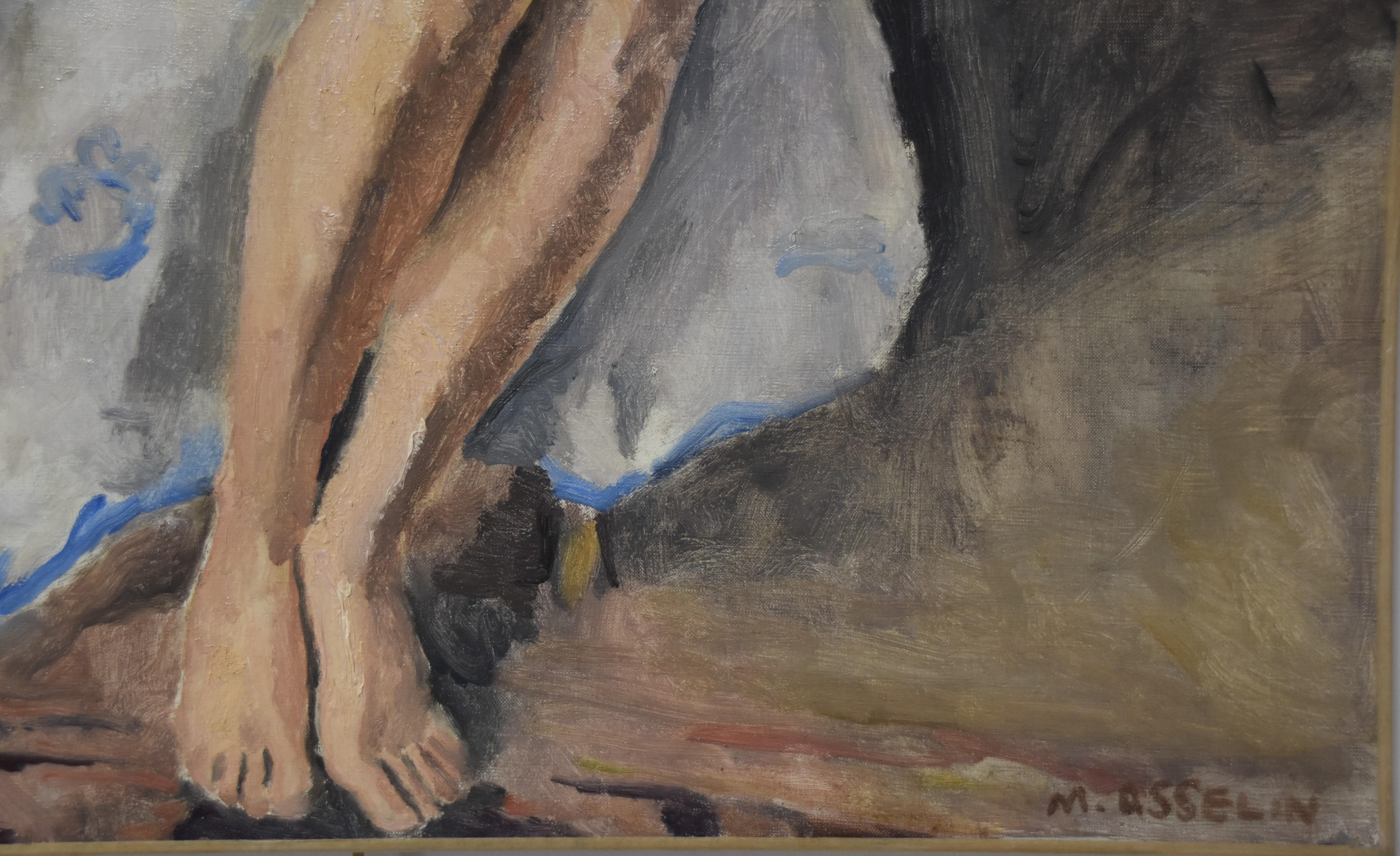 Maurice Asselin (1882-1947) A woman in white bathrobe, signed oil on canvas 4