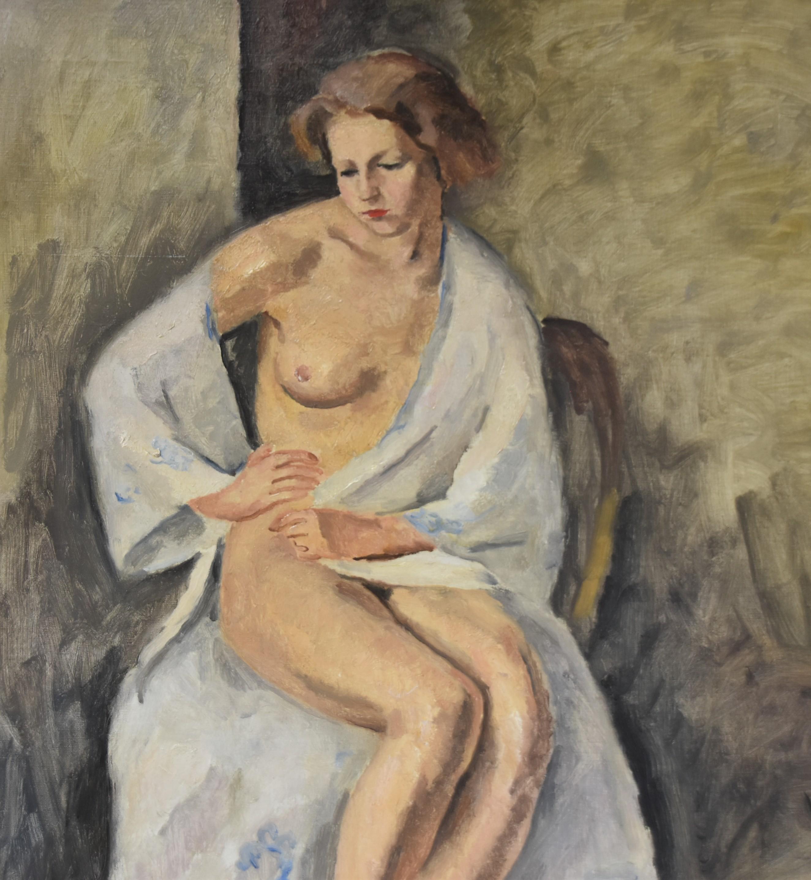 Maurice Asselin (1882-1947) A woman in white bathrobe, signed oil on canvas 5